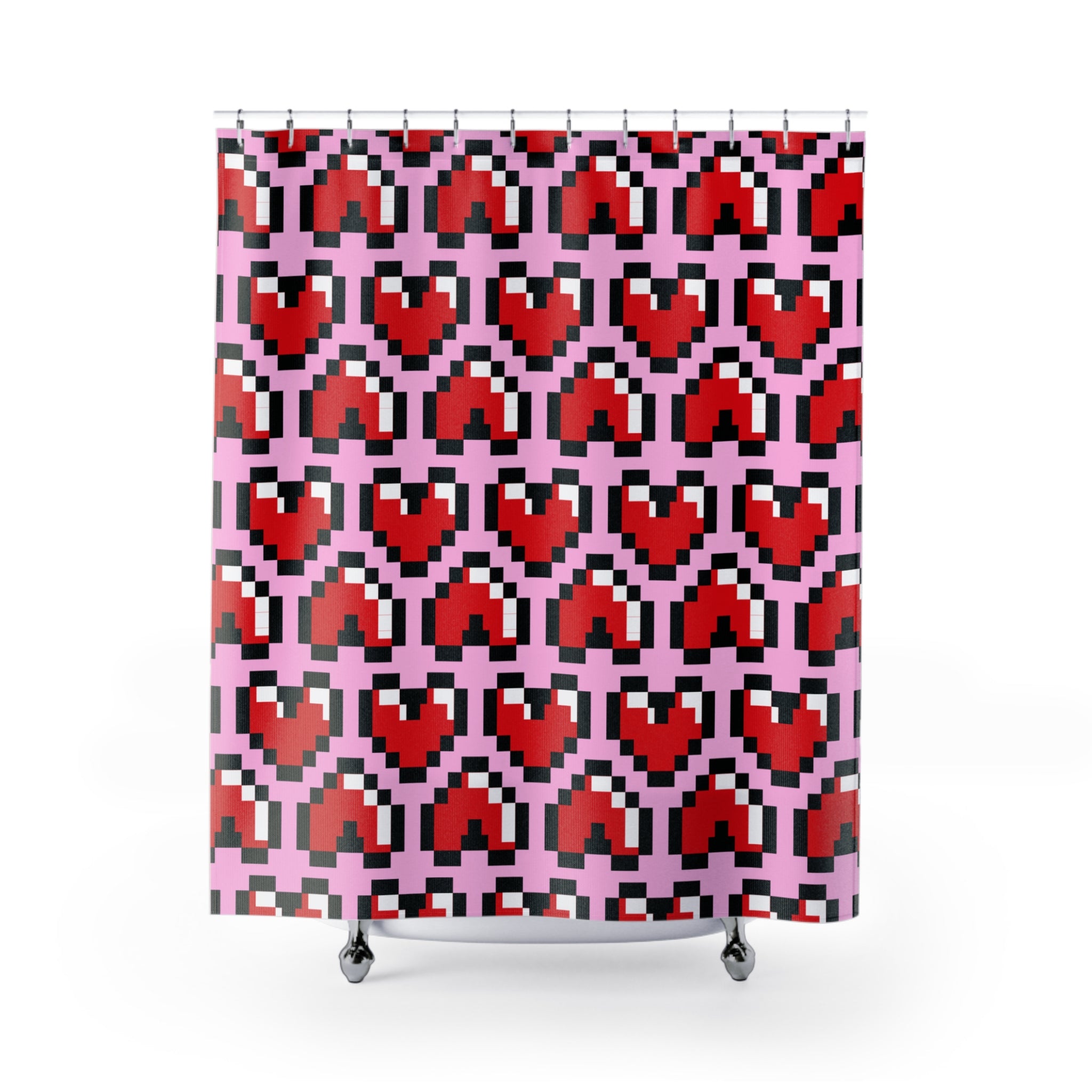 Pixel Gamer Heart Shower Curtain