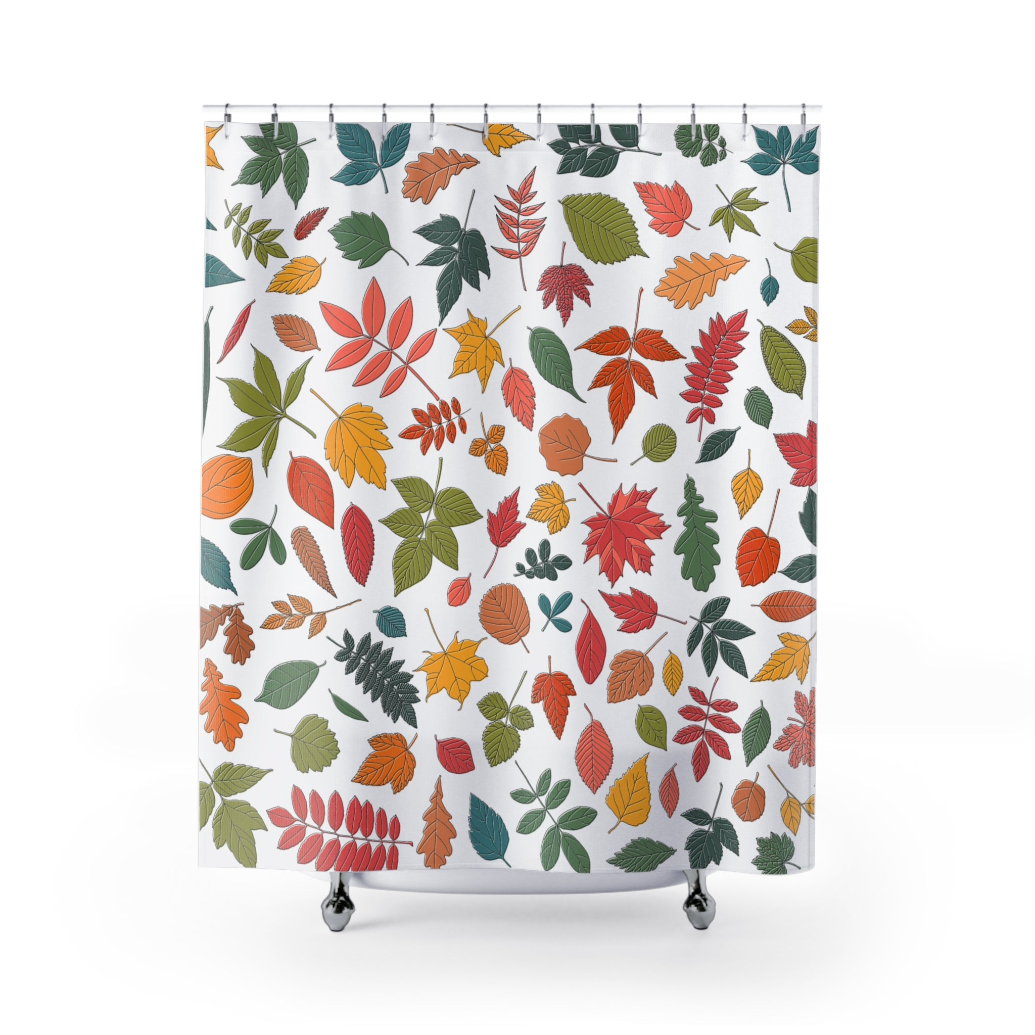 Autumn Leaves Shower Curtain, Fall Home Decor, Nature-Inspired Bathroom, Seasonal Decor, Leaf Patterned Curtain