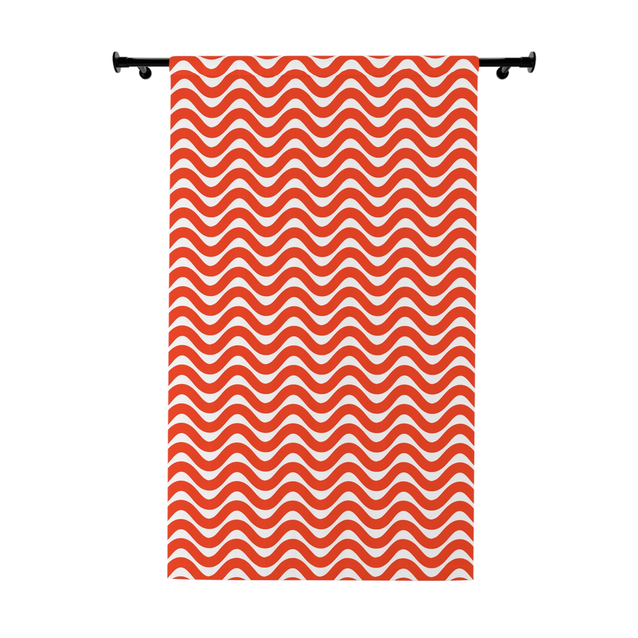 Wave Hello Red Pattern Blackout Window Curtain