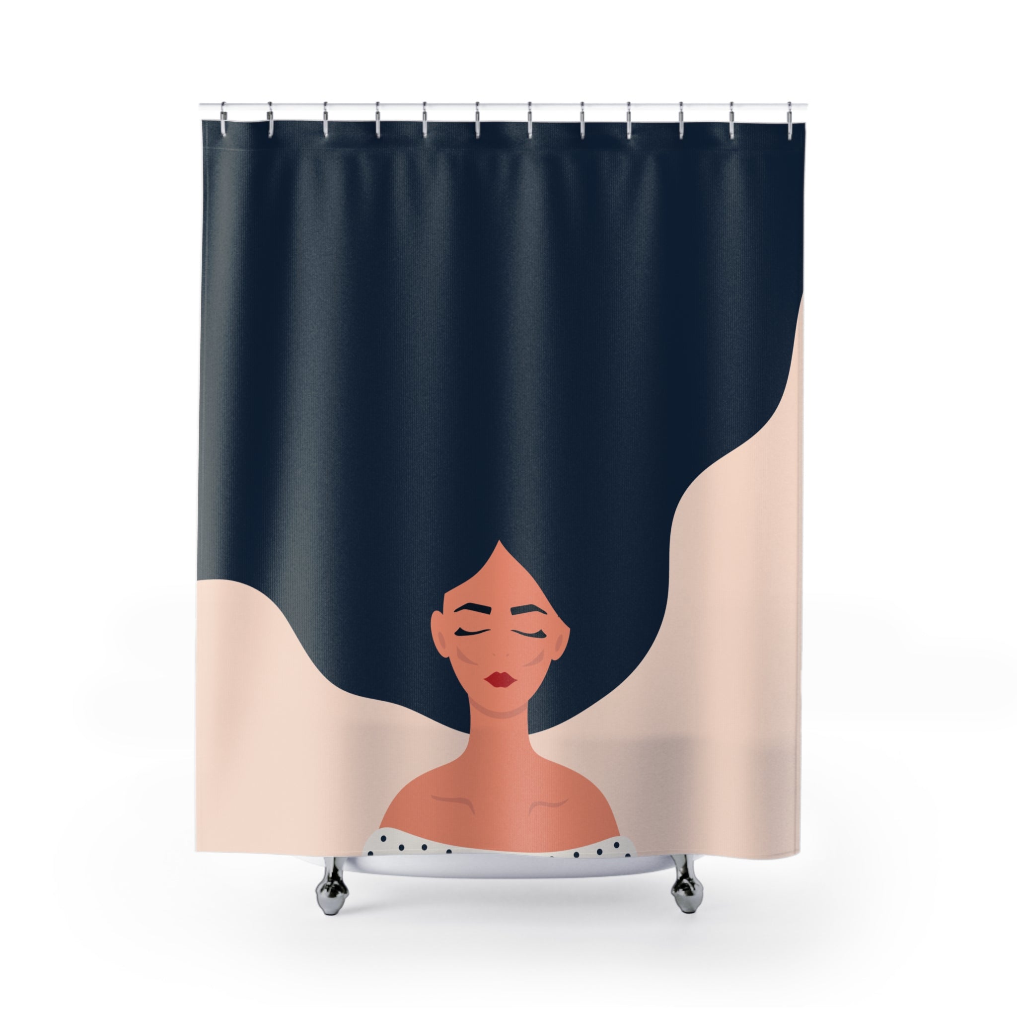 Elegant Woman Minimalist Shower Curtain, Modern Bathroom Decor, Spa Vibe, Gift for Her, Self-Care Aesthetic, Home Decor