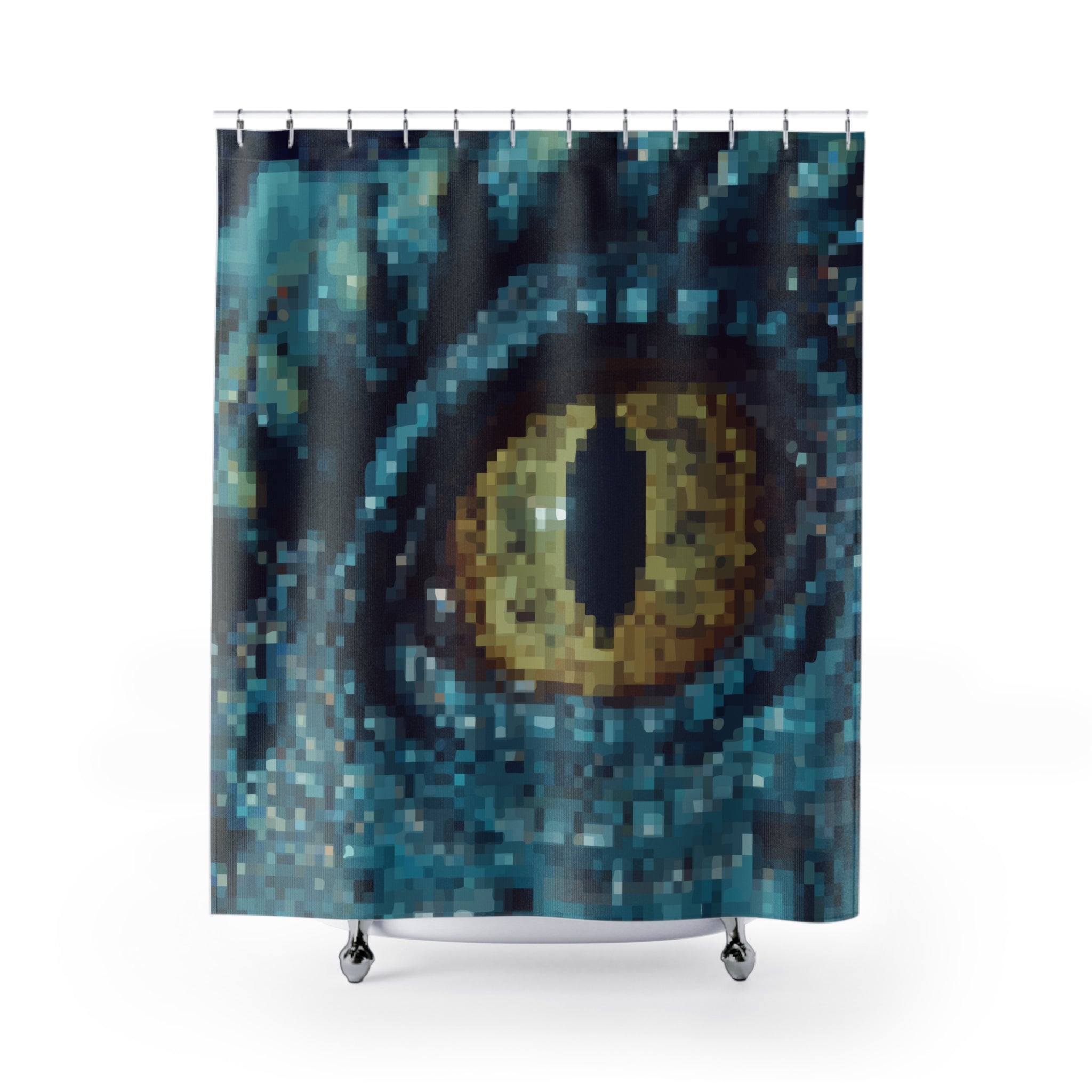 Pixelated Dragon Big Giant Eye Shower Curtain