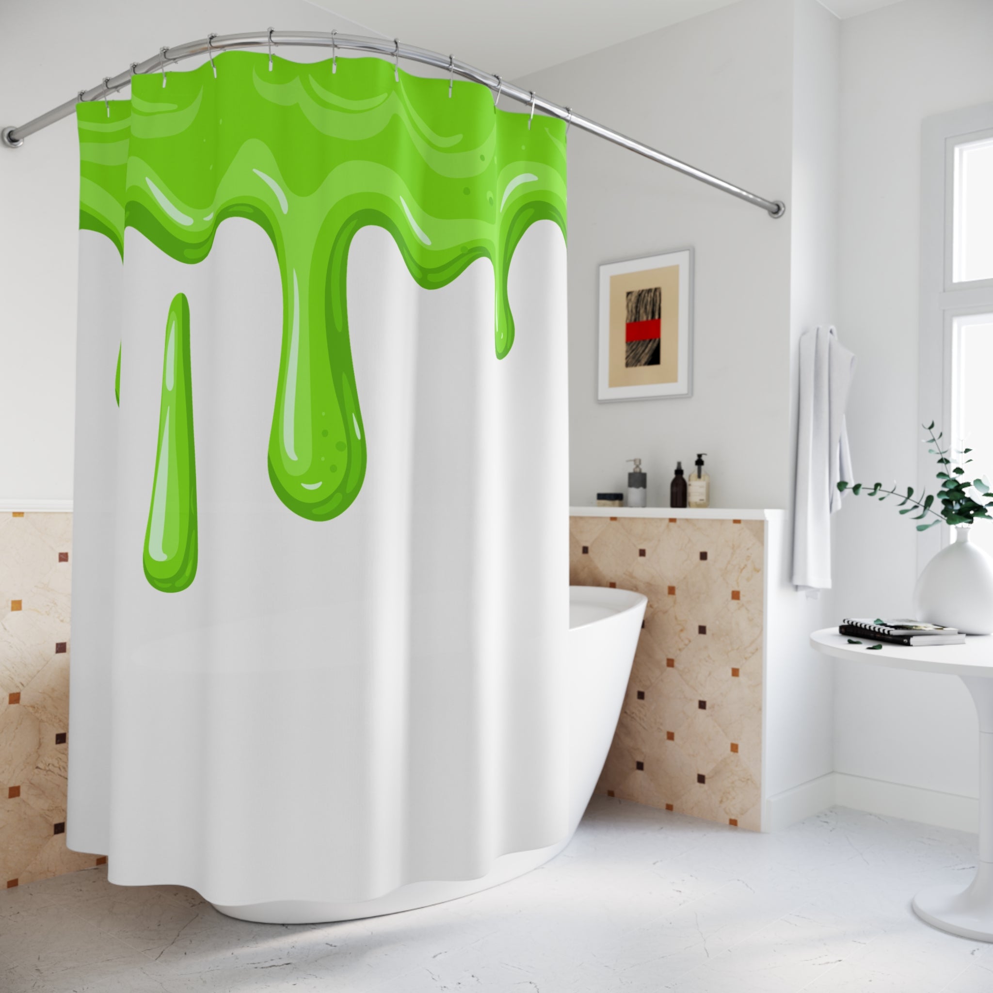 Drippy Green Gooey Slimy  Shower Curtain