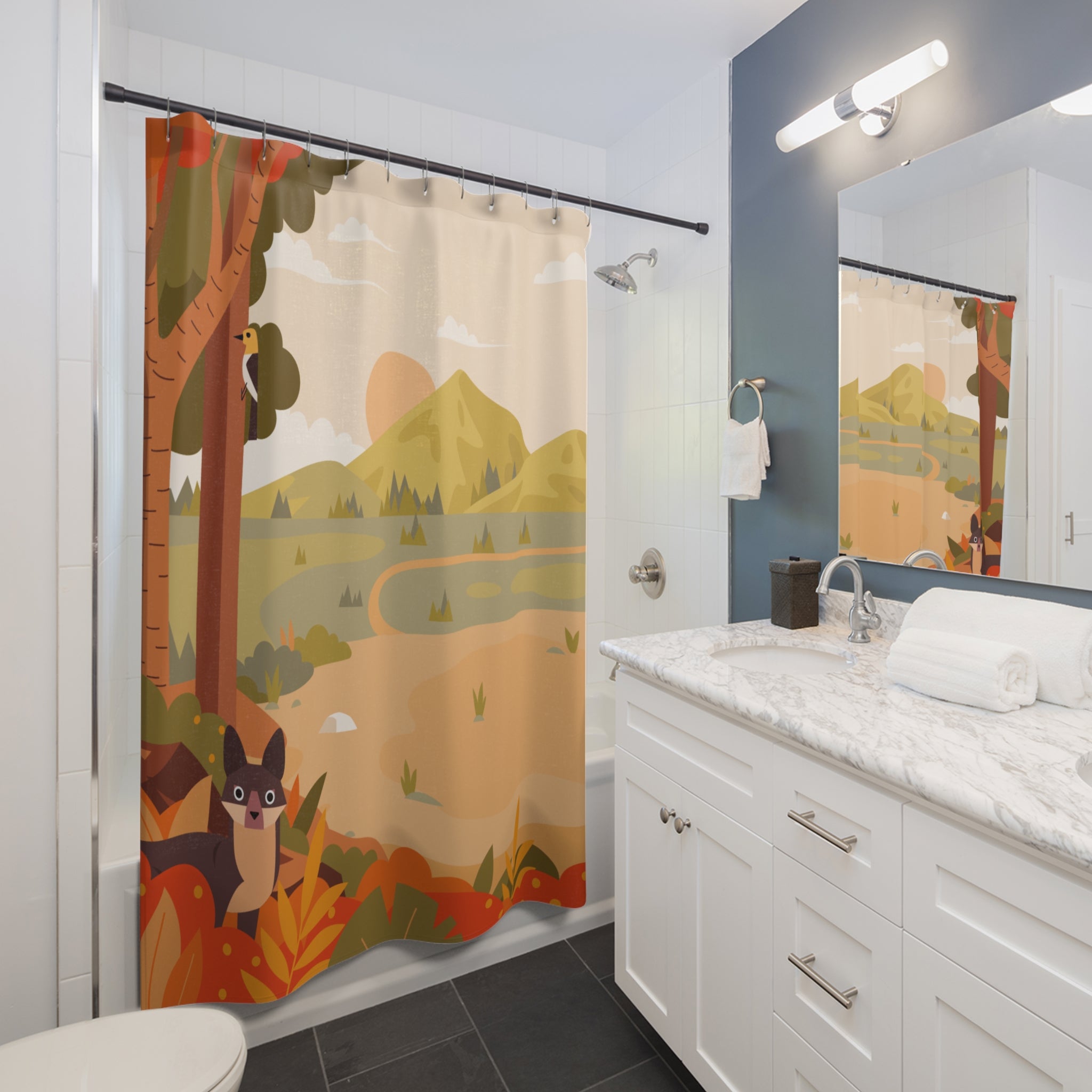 Nature-Inspired Shower Curtain, Scenic Bathroom Decor, Eco-Friendly Bathroom, Boho Shower Curtain, Wildlife Home Decor, Seasonal Aesthetic