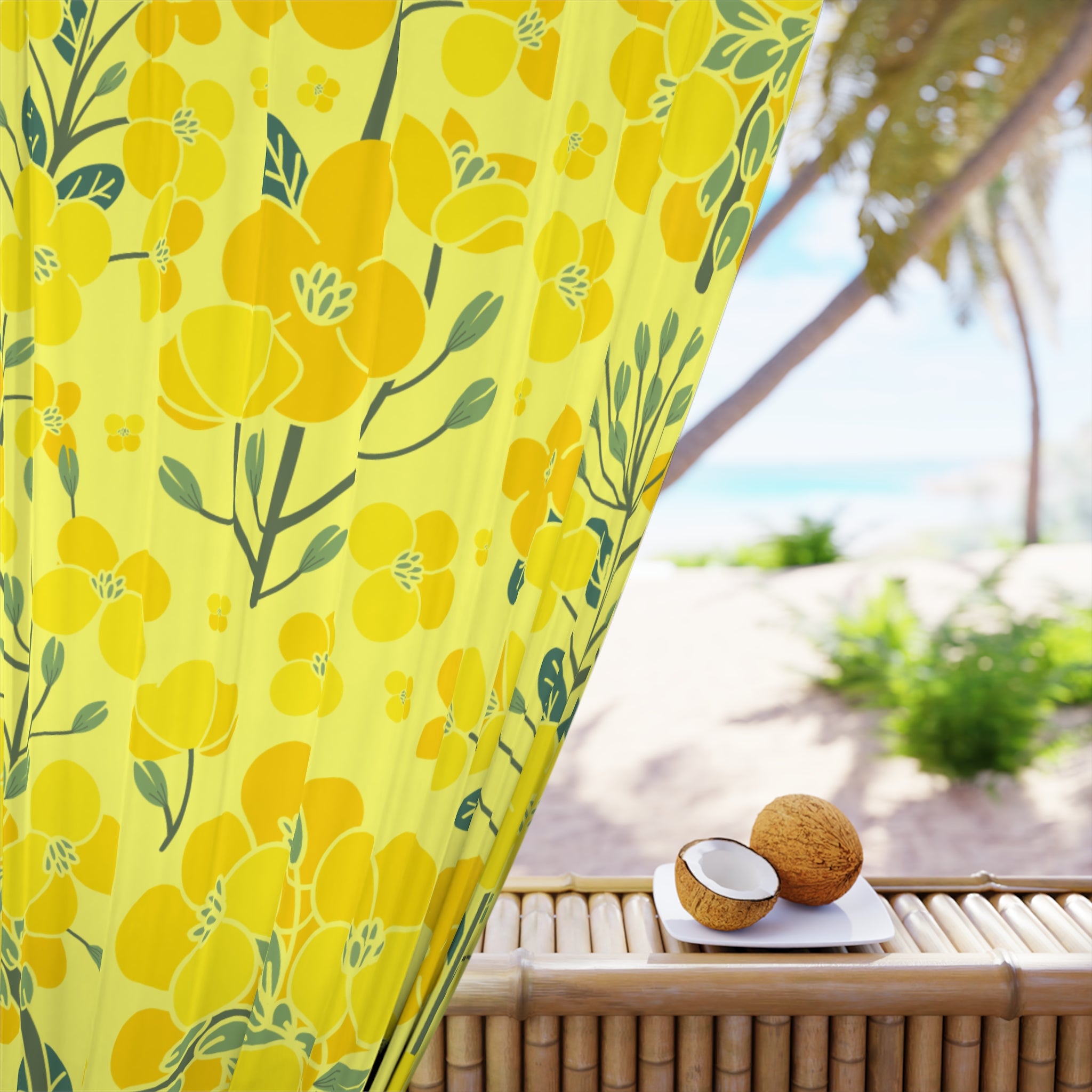 Canola Floral Pattern Blackout Window Curtain