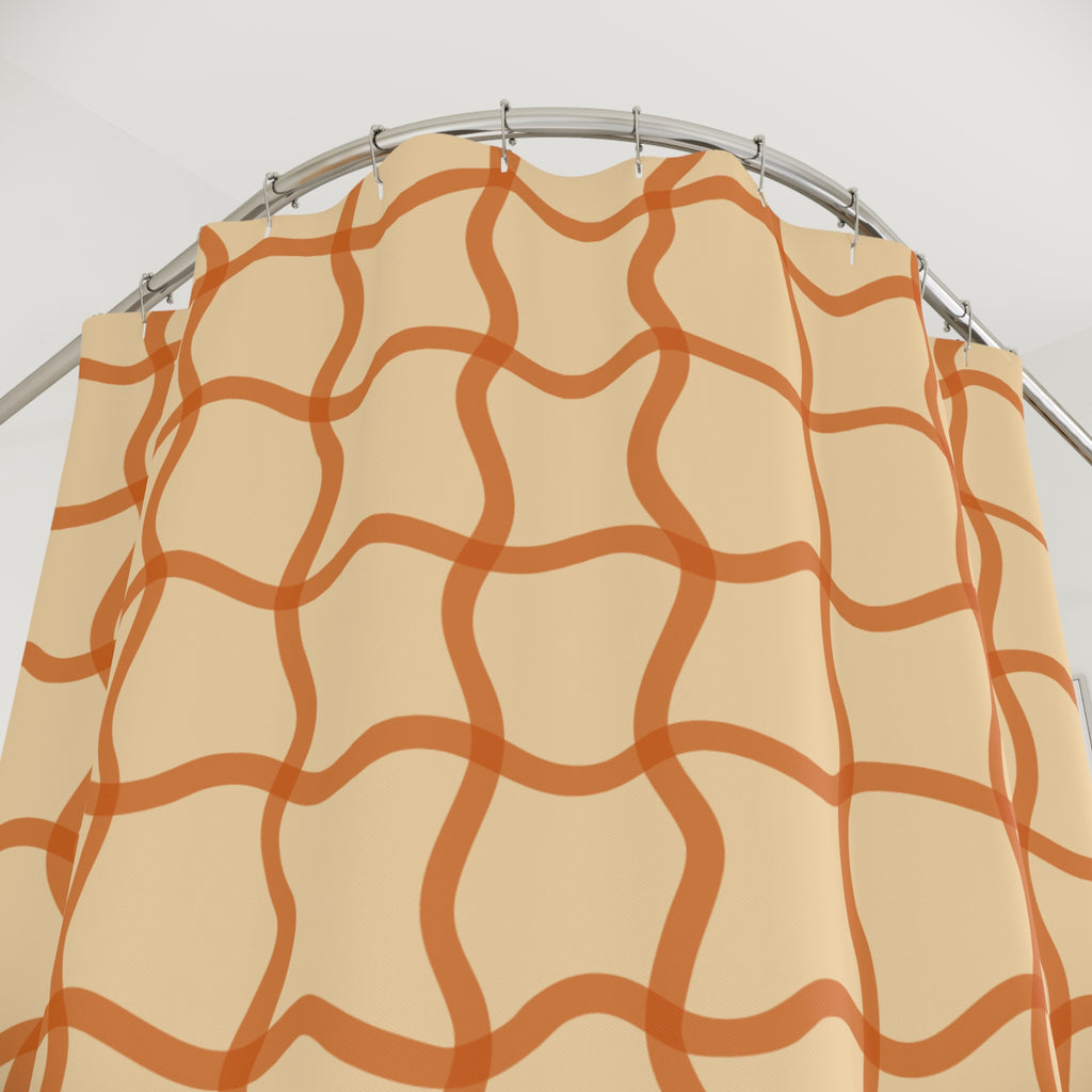 Boho Pattern Shower Curtain, Modern Wave Design, Bathroom Decor, Bohemian Style, Home Textile, Gift for Friends