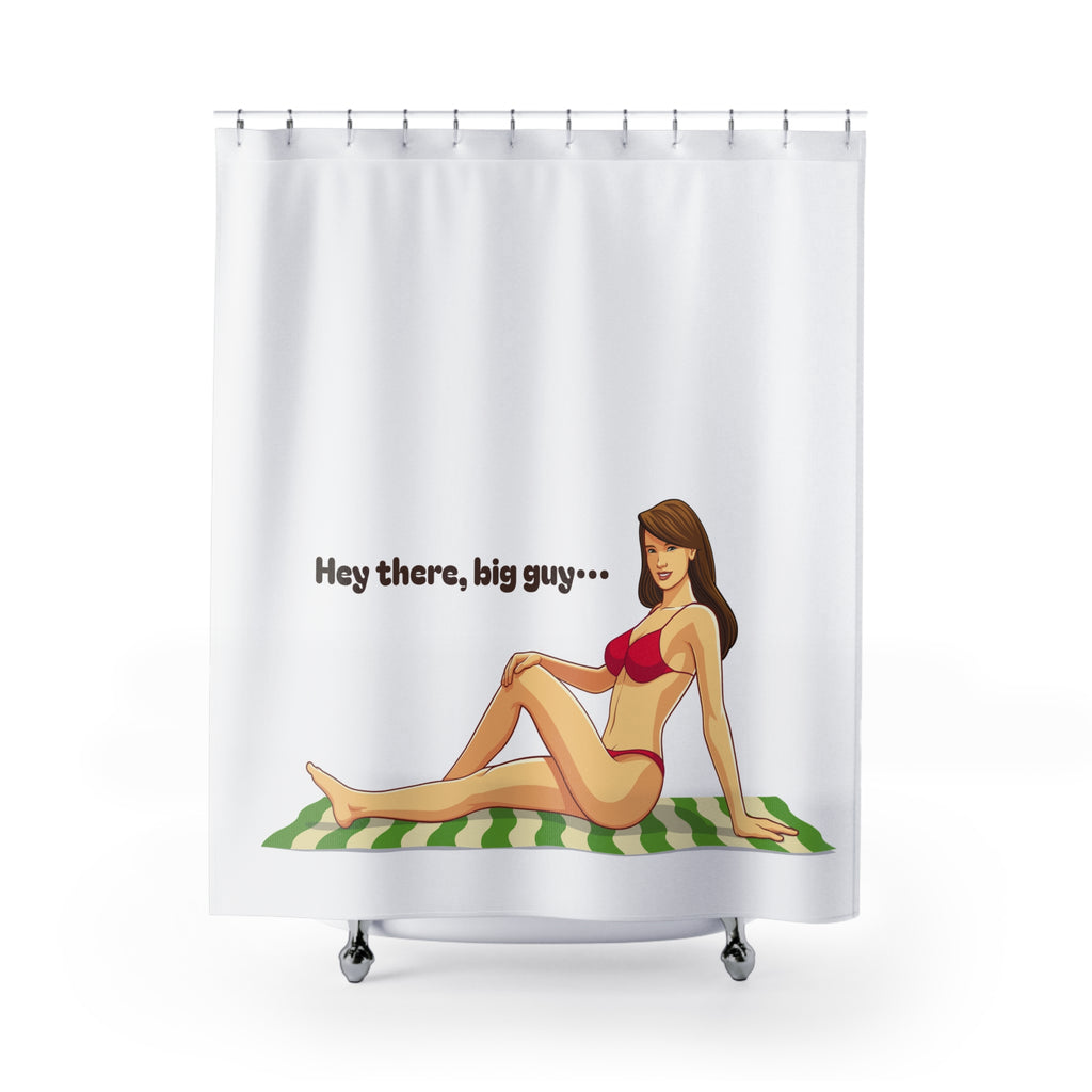 Playful Shower Curtain with Fun Graphic, Bathroom Decor, Gift for Him, Humorous Home Accent, Beach Vibe, Quirky Gift Idea