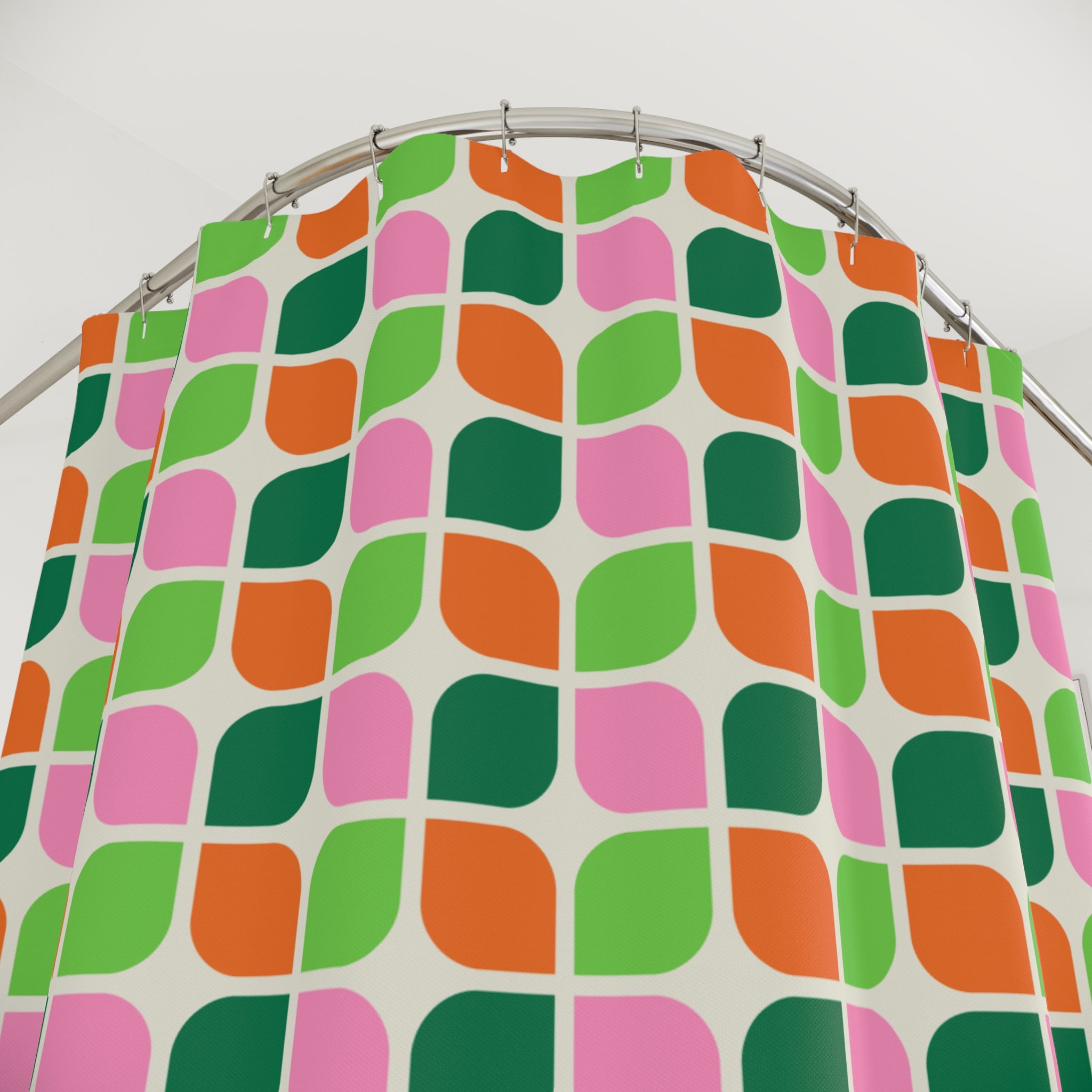 Retro Geometric Shower Curtain - Fun Bathroom Decor, Vintage Style, Colorful Home Accents, Ideal Gift for Housewarming and Holidays