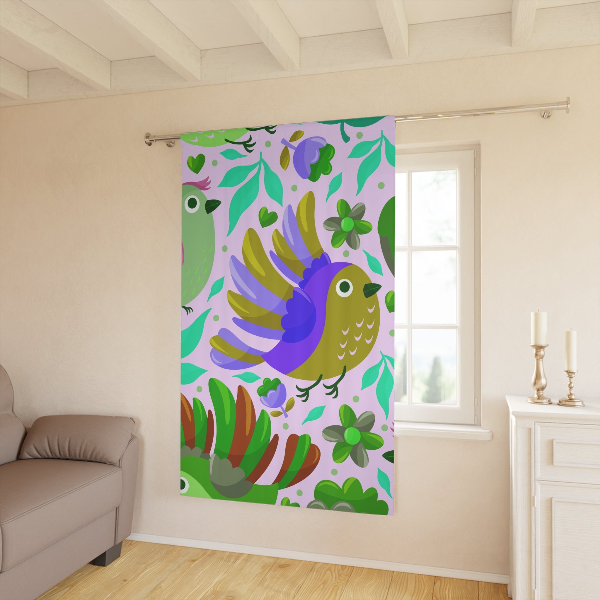 Lookie Three Little Birdies Blackout Window Curtain