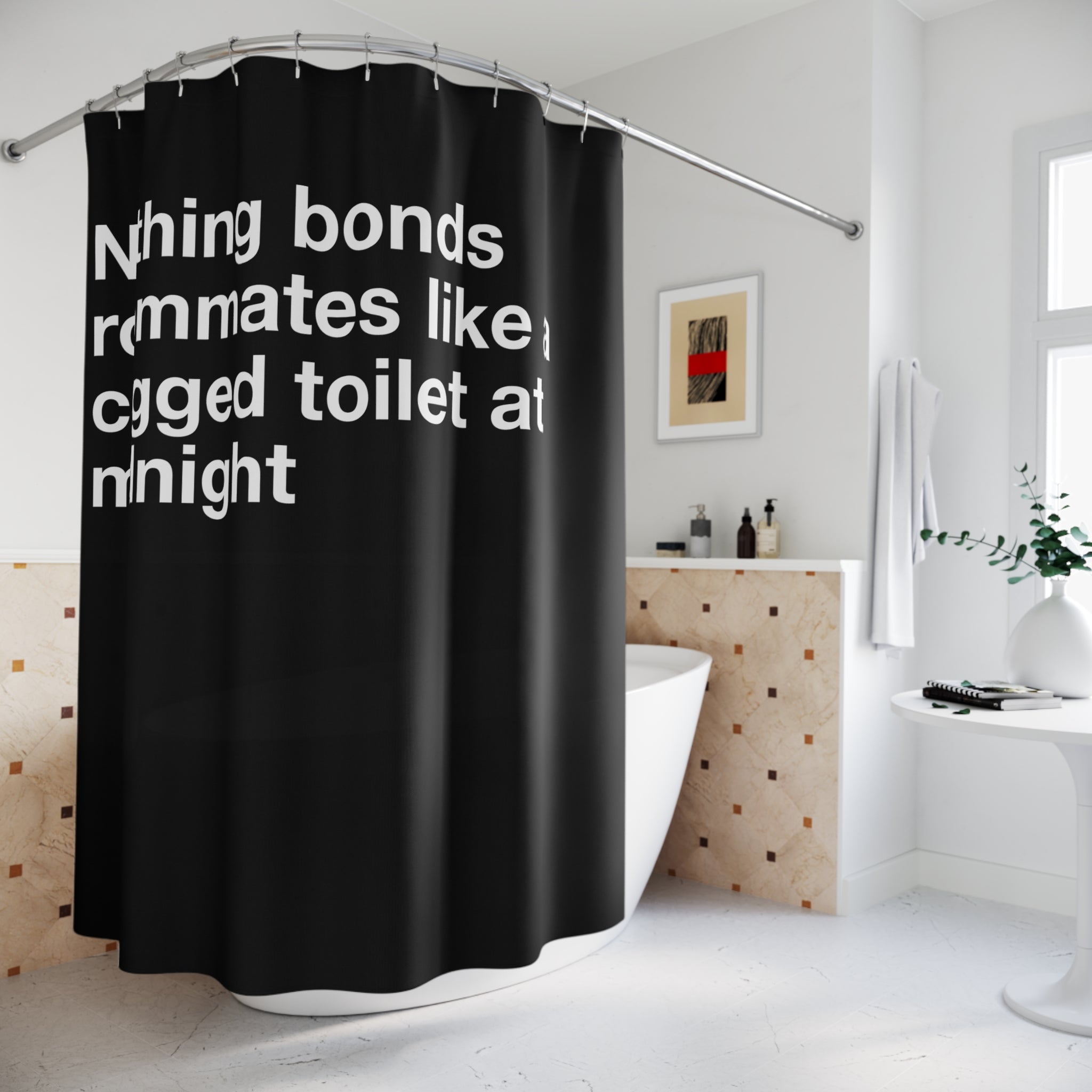 Midnight Clogged Toilet Shower Curtain