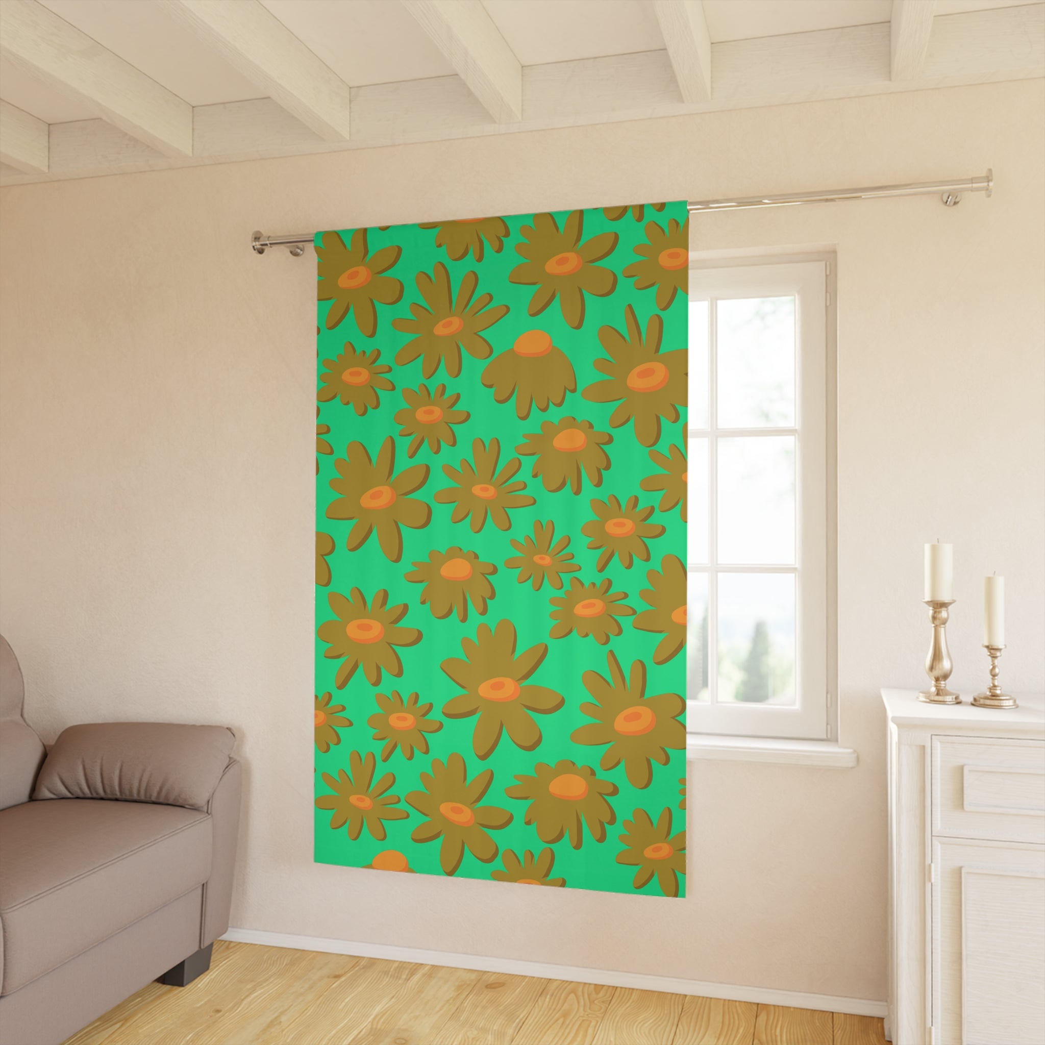 Daisy Field Vintage Pattern Blackout Window Curtain