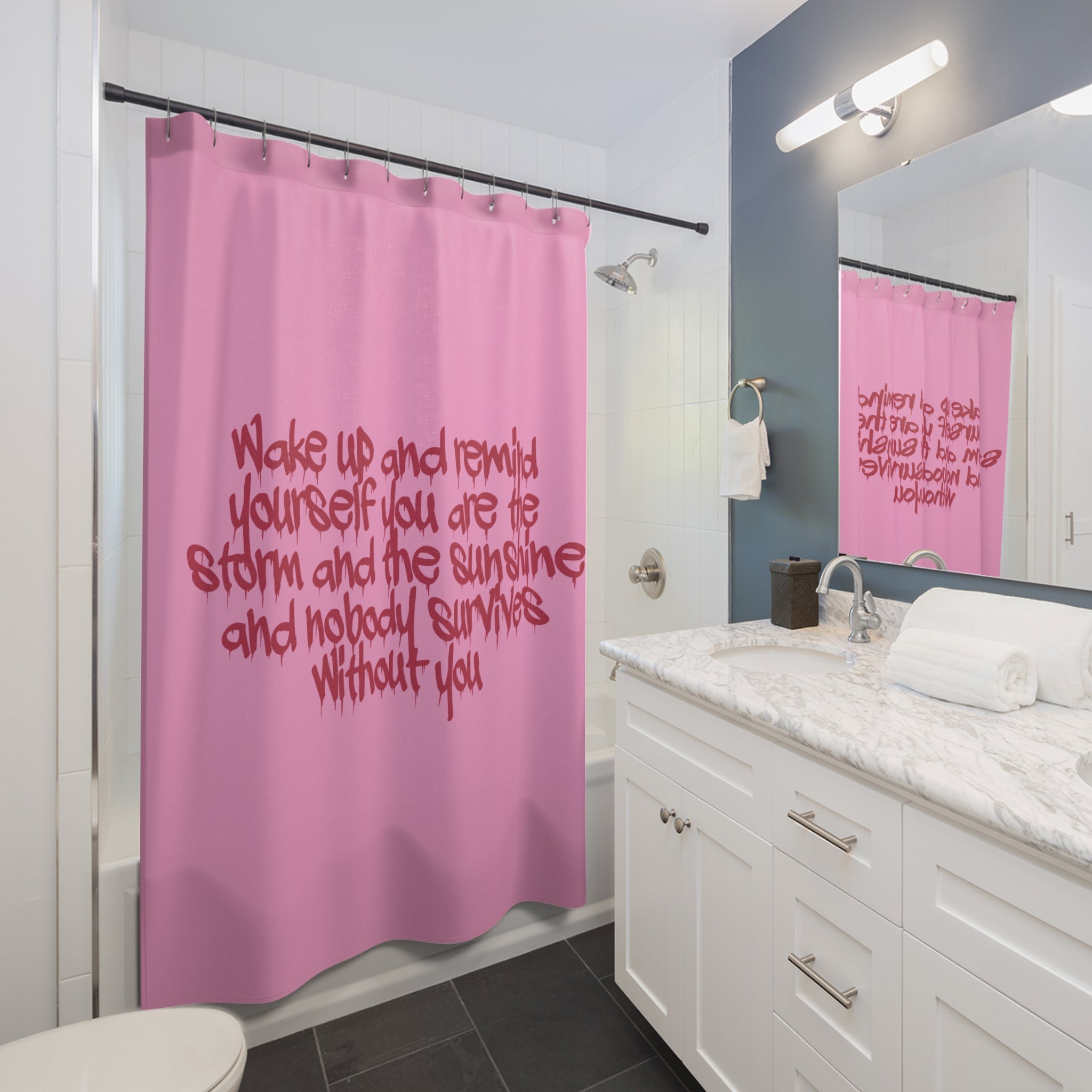 Inspirational Shower Curtain - Positive Affirmation Decor, Vibrant Design for Bathroom, Gift for Her, Home Decor, Motivational Quotes