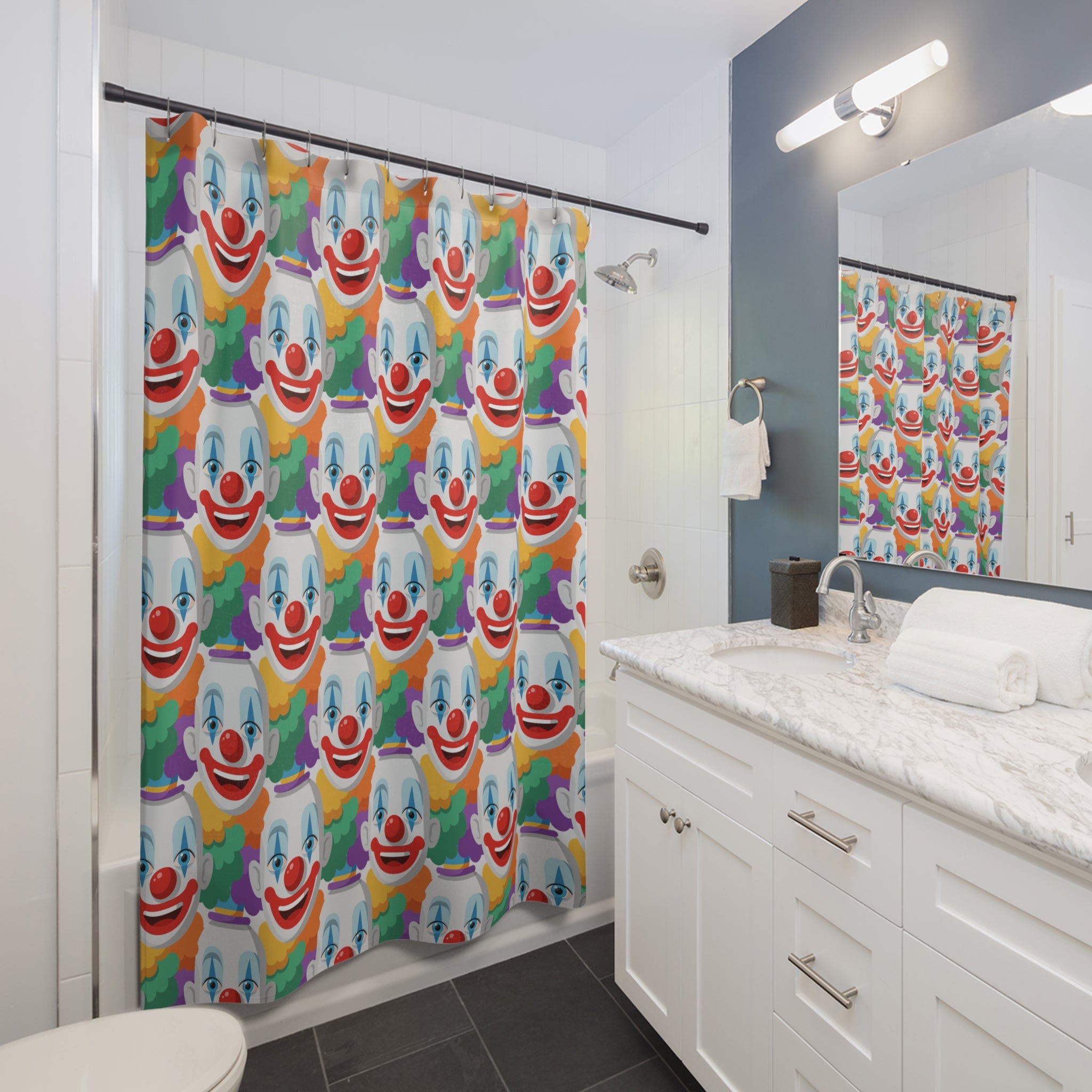 Creepy AF Clown Shower Curtain, Fun Bathroom Decor, Playful Home Accessory, Kids Room Idea, Unique Gift for Occasion