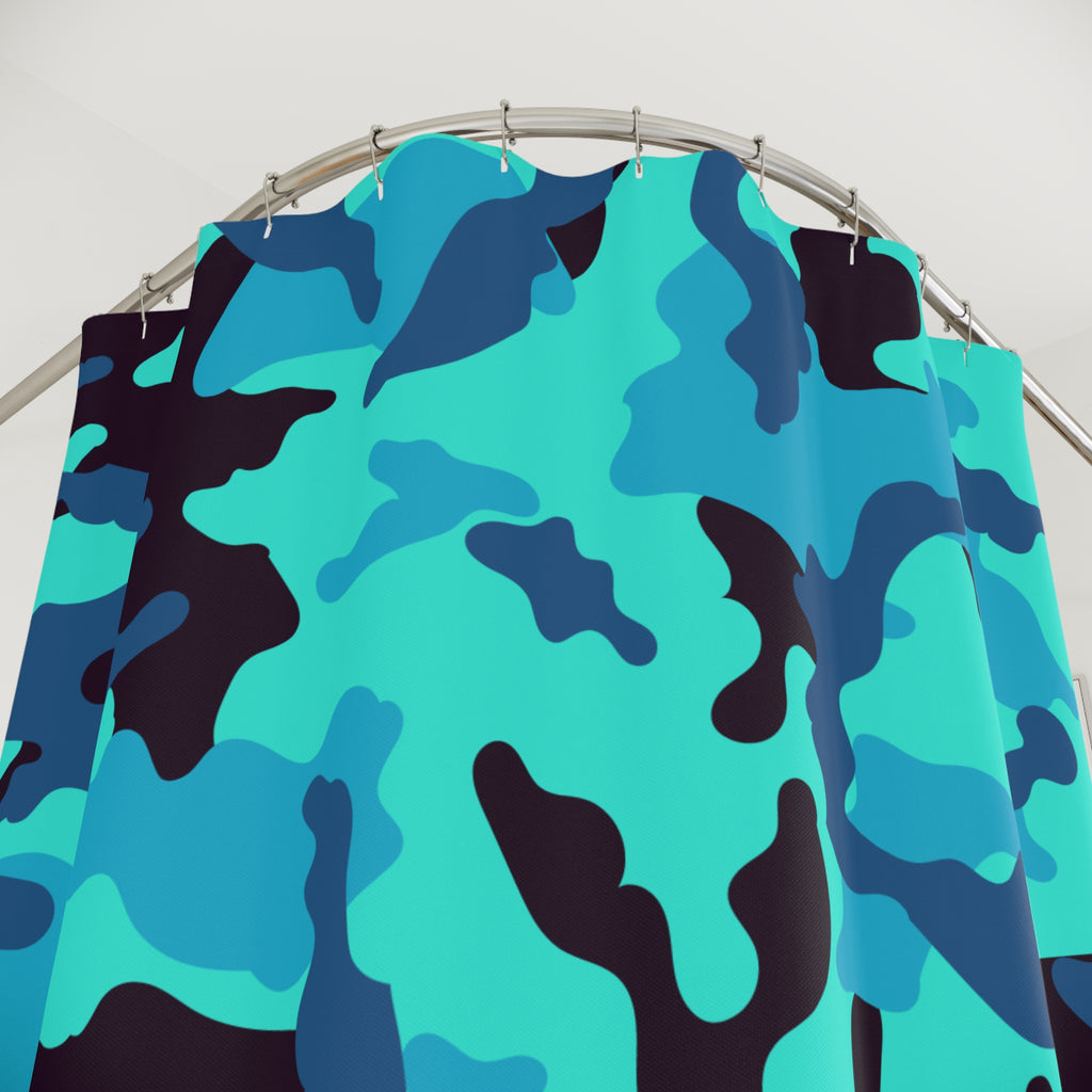 Turquoise Camo Shower Curtains