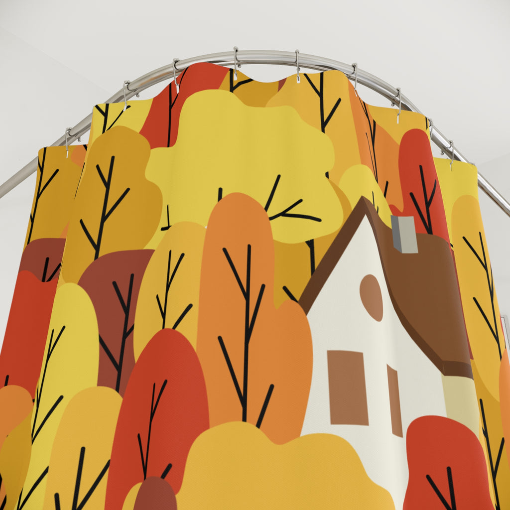 Autumn Forest Shower Curtain, Cozy Bathroom Décor, Fall Home Accessory, Seasonal Shower Curtain, Nature-Inspired Design