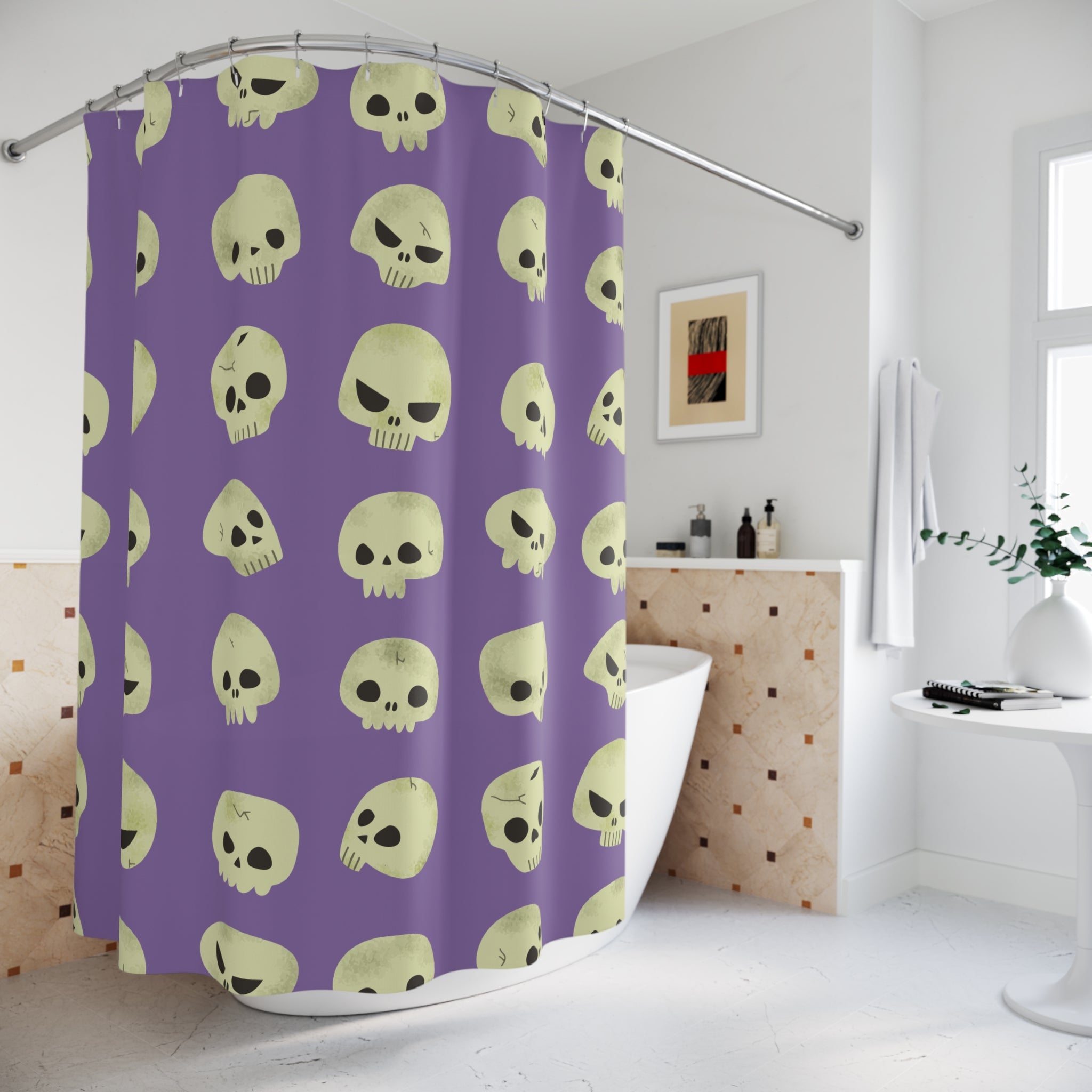 Gothic Skull Shower Curtain | Spooky Bathroom Decor, Halloween Home Accents, Unique Gift for Gothic Lovers, Trendy Bathroom Accessories