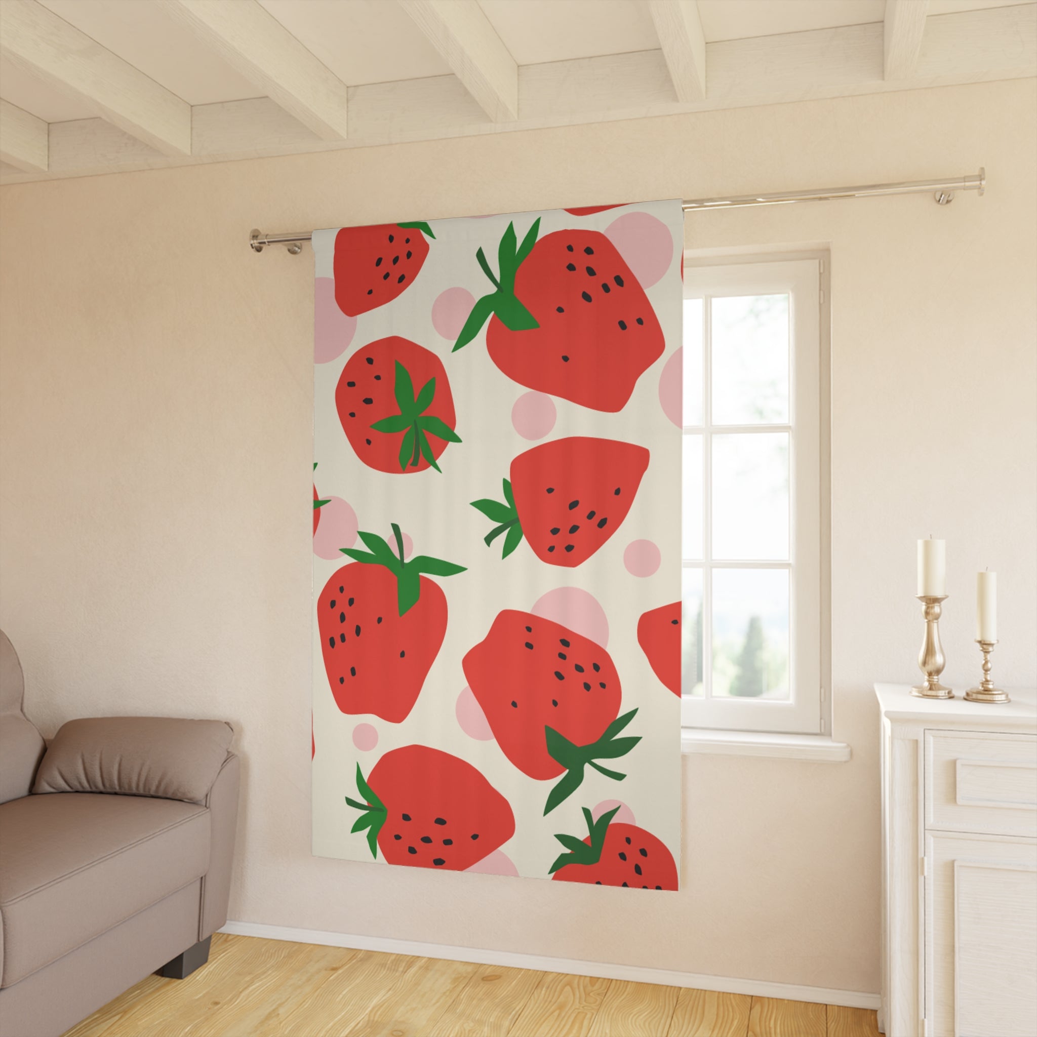 Strawberry Day Black Out Window Curtain