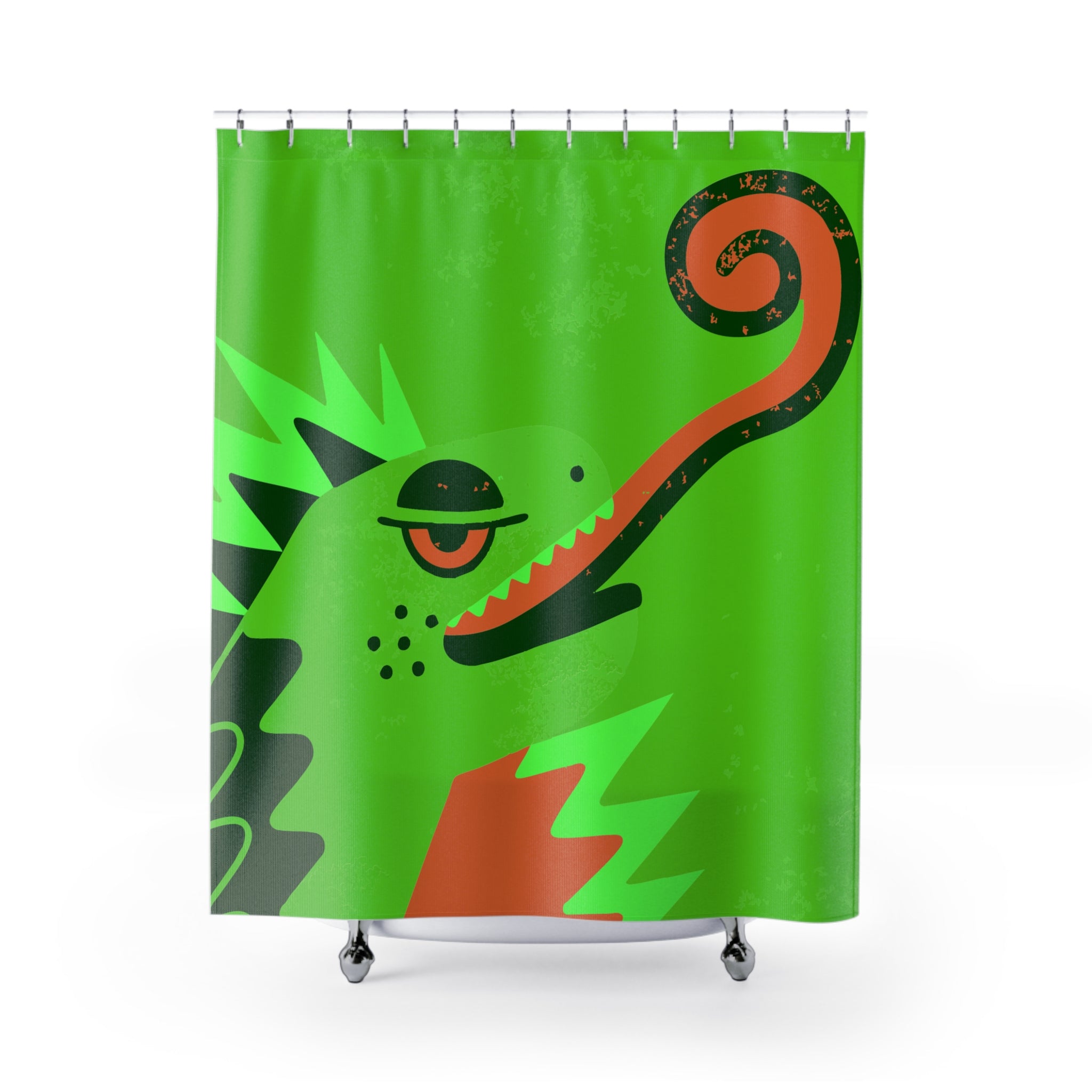 Vibrant Iguana Tongue Out Shower Curtain