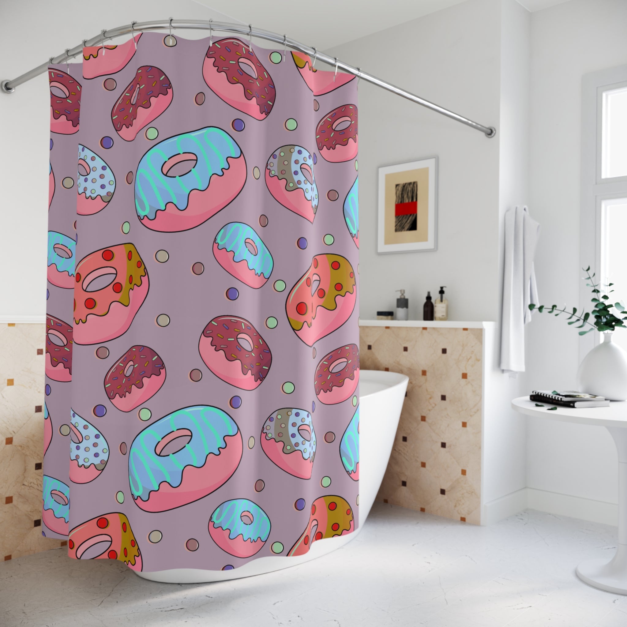 Sweeties Blue Donuts Pattern Shower Curtain