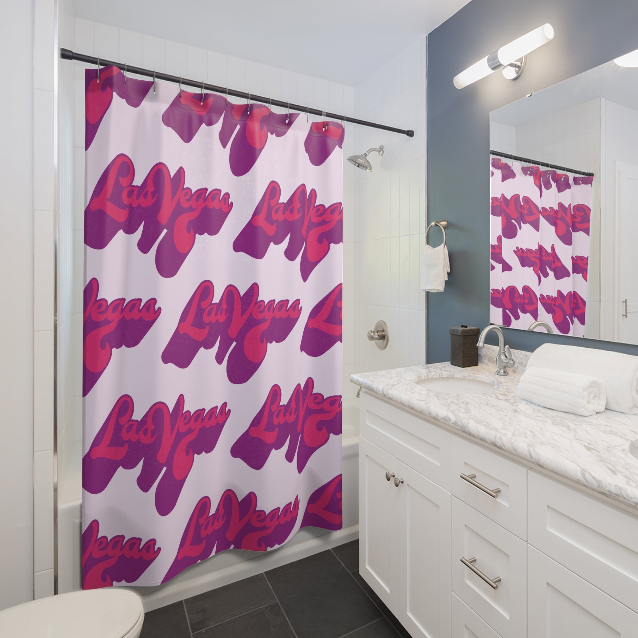 Vibrant Vegas Shower Curtain, Retro Bathroom Decor, Fun Home Accessory, Unique Gift Idea, Celebration, Party Decor