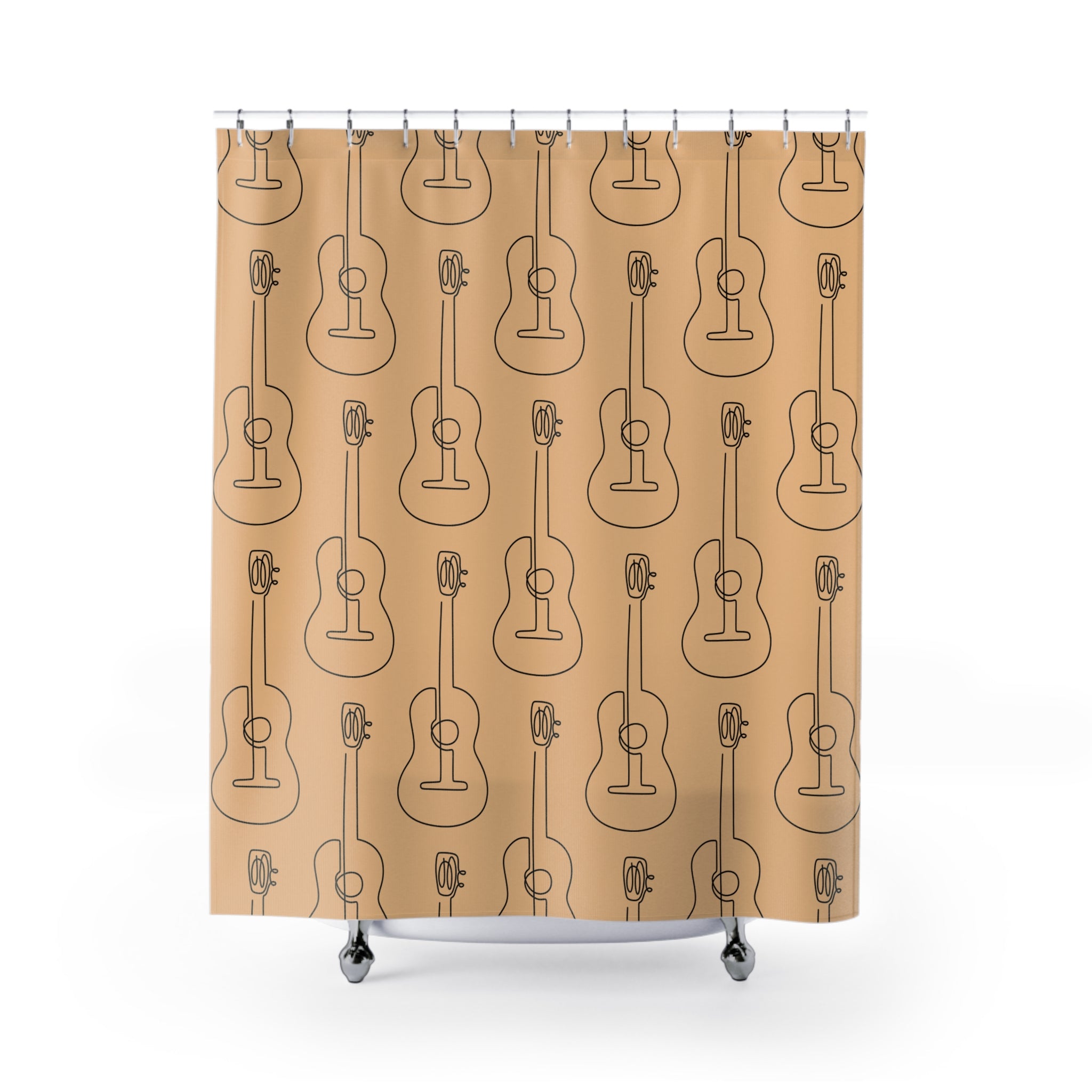 Guitar Minimalist Shower Curtain, Musical Bathroom Decor, Gift for Musicians, Rustic Home Accessories, Unique Gift for Music Lovers