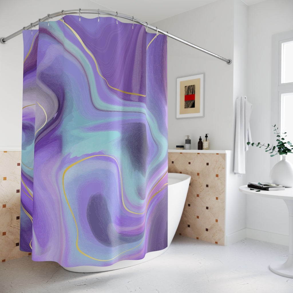 Vibrant Abstract Shower Curtain, Purple Wave Pattern Home Decor, Bathroom Accessories, Gift for Housewarming, Boho Style