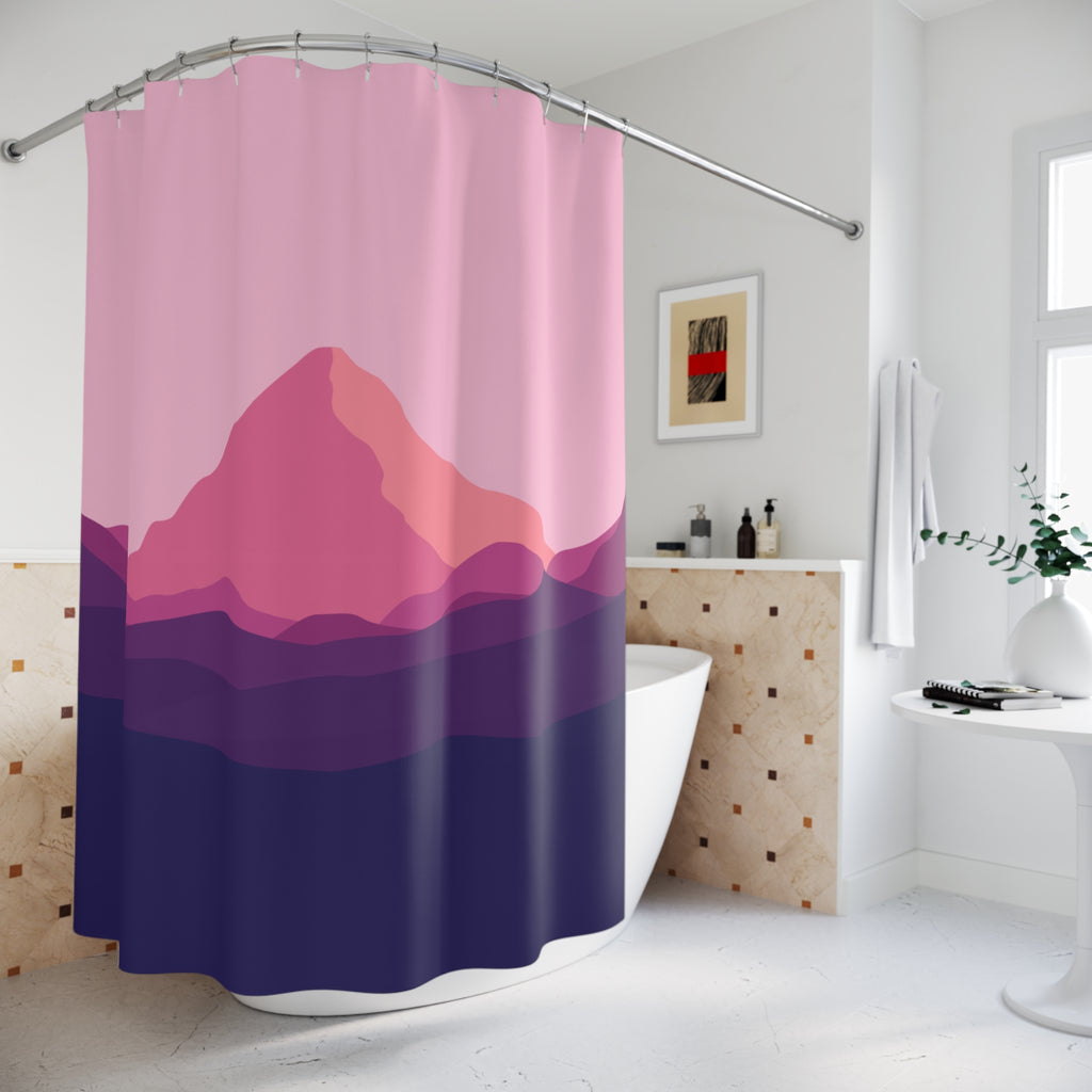 Mountain Sunset Shower Curtain | Vibrant Decorative Bathroom | Nature-Inspired Design | Modern Home Decor | Gift for Nature Lovers