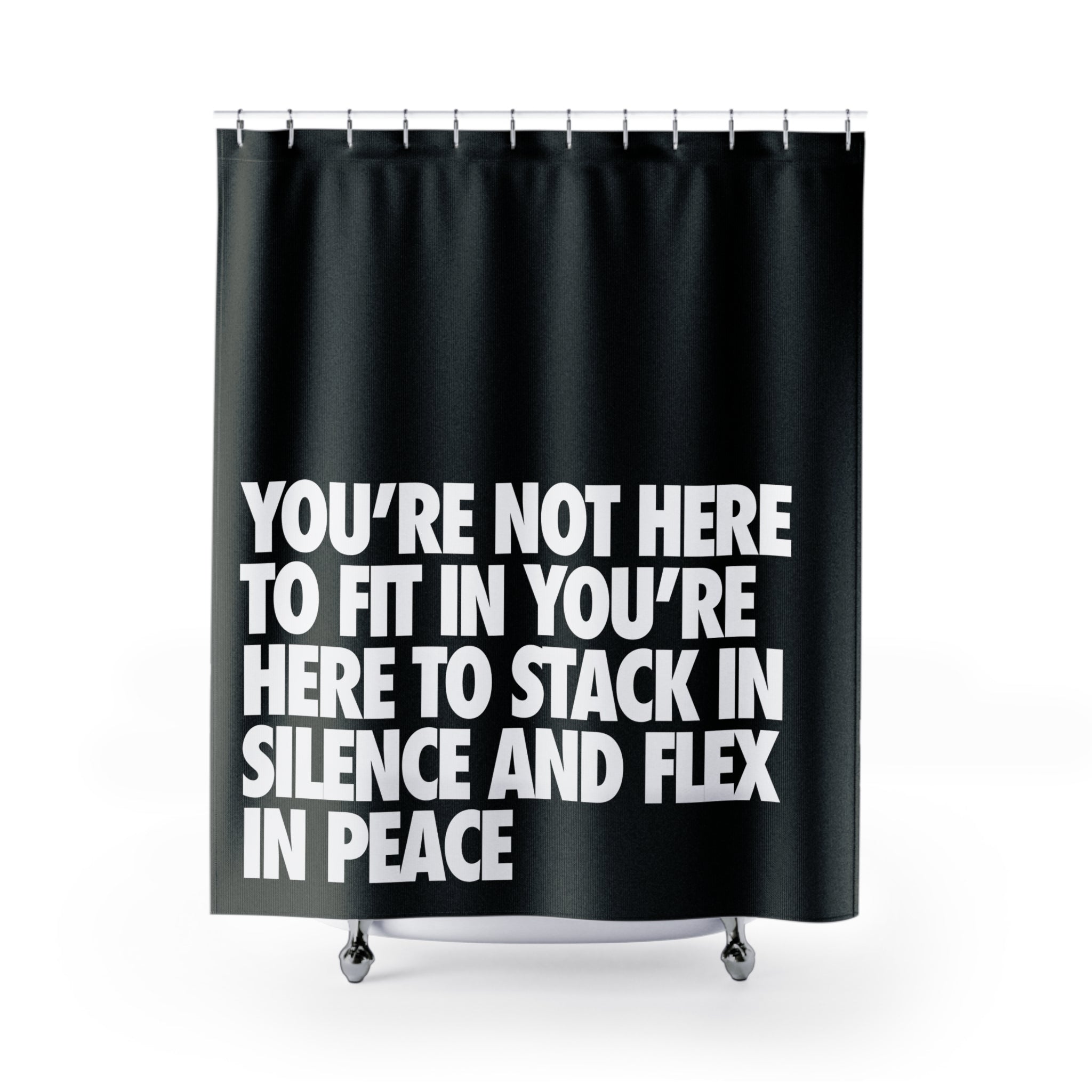 Stack in Peace Quote Shower Curtain