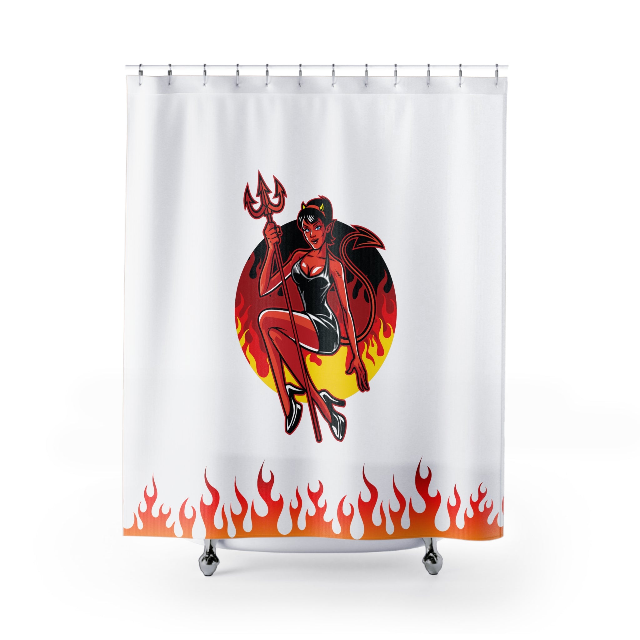 Flaming Sexy Devil Shower Curtain