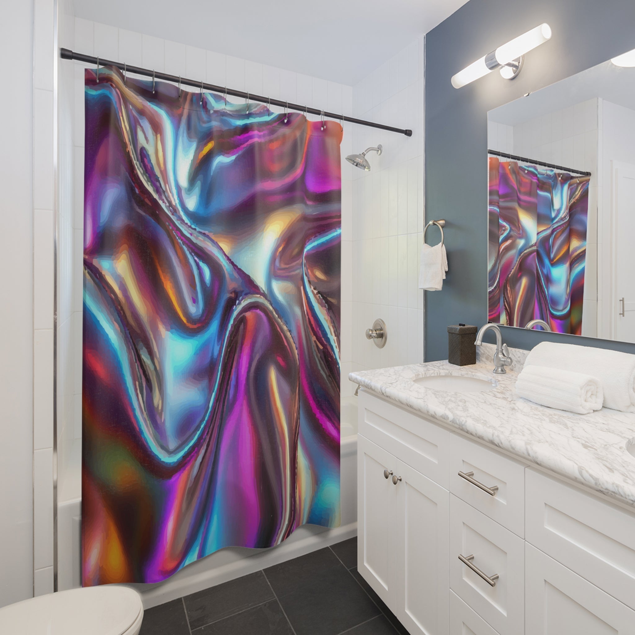Colorful Iridescent Fabric Style Art Shower Curtain