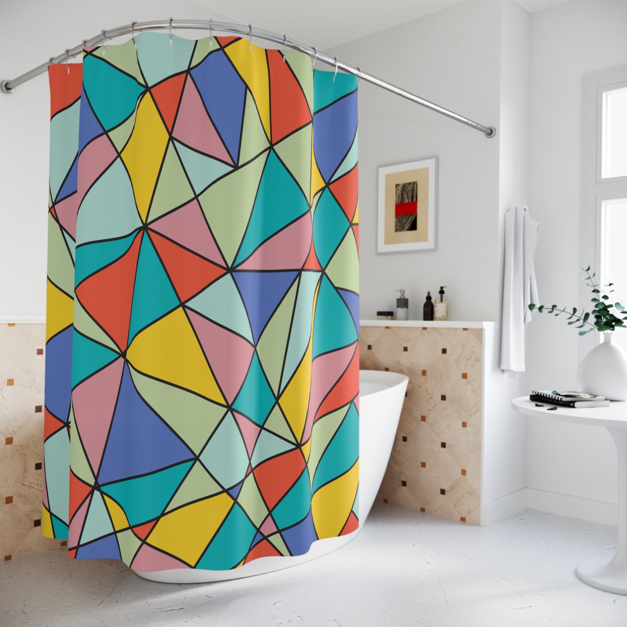 Stained Glassish Design Shower Curtain