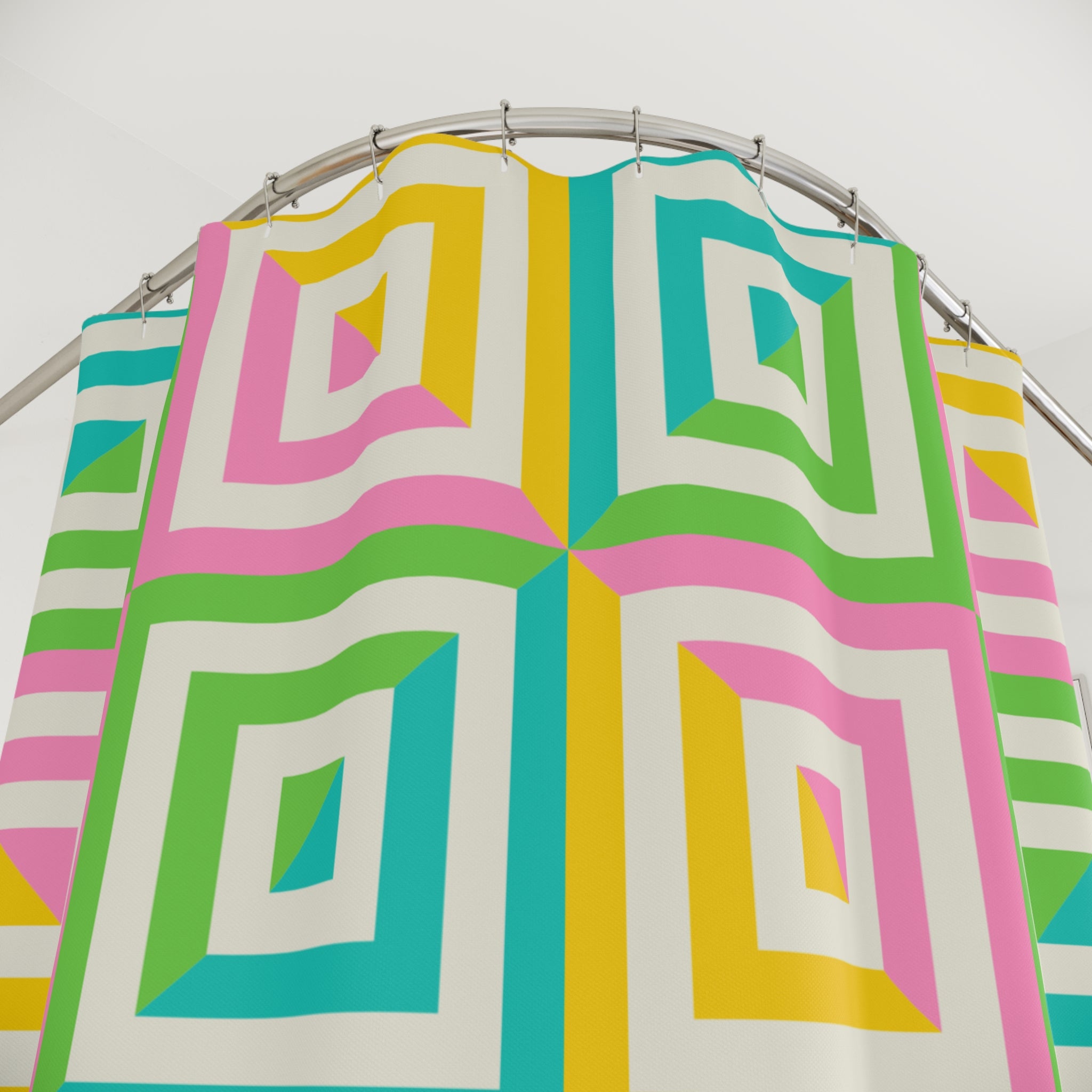 Colorful Geometric Shower Curtain for Vibrant Bathroom Decor, Fun Bathroom Accessories, Bright and Bold Home Decor, Patterned Shower Curtain