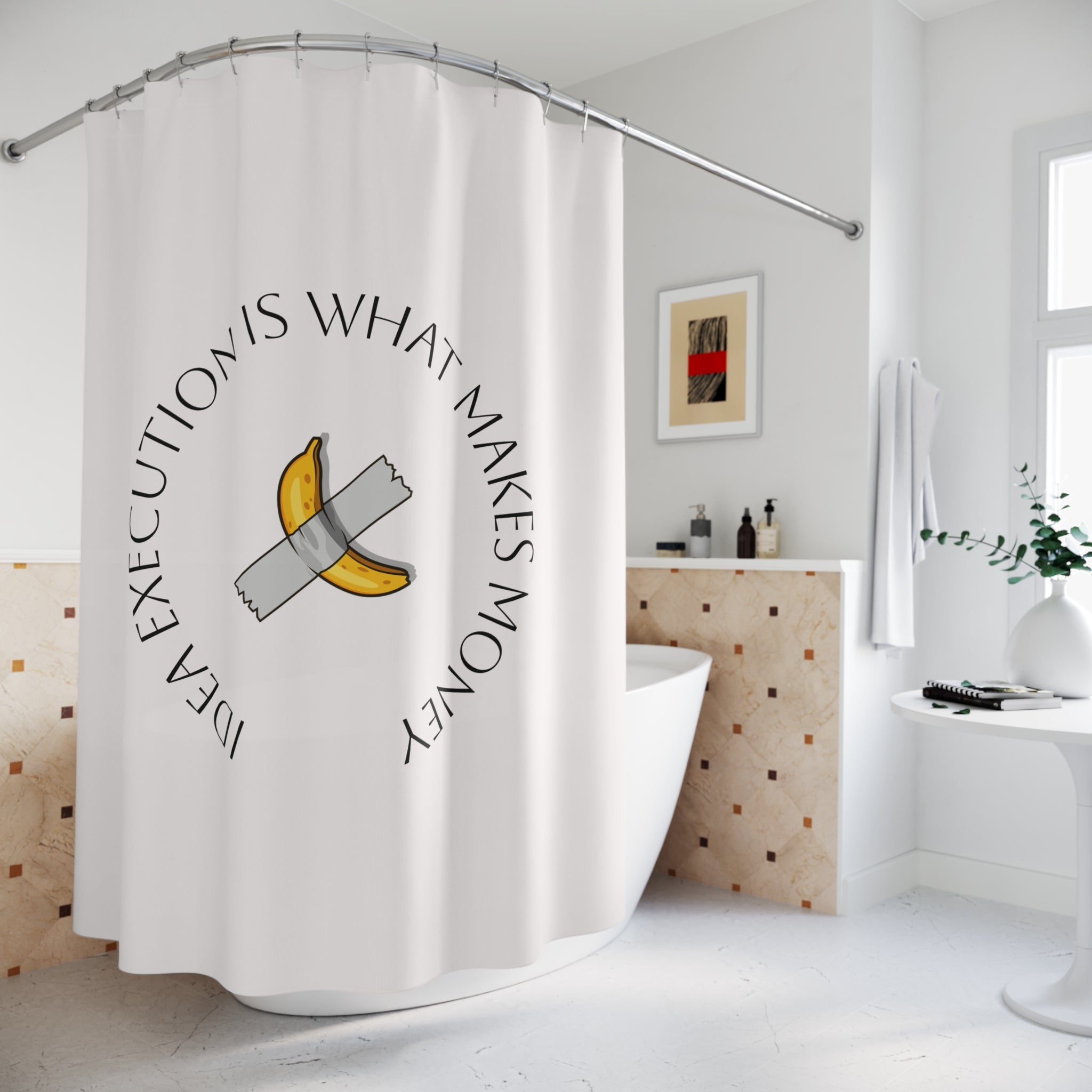 Taped Banana Motivational Shower Shower Curtain with Motivational Quote, Unique Bathroom Decor, Gift for Entrepreneurs, Funny Bathroom Accessories, Home [...]