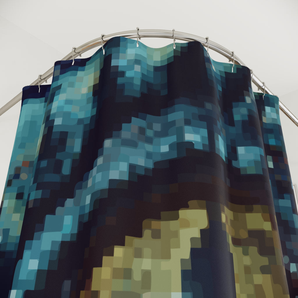 Pixelated Dragon Big Giant Eye Shower Curtain