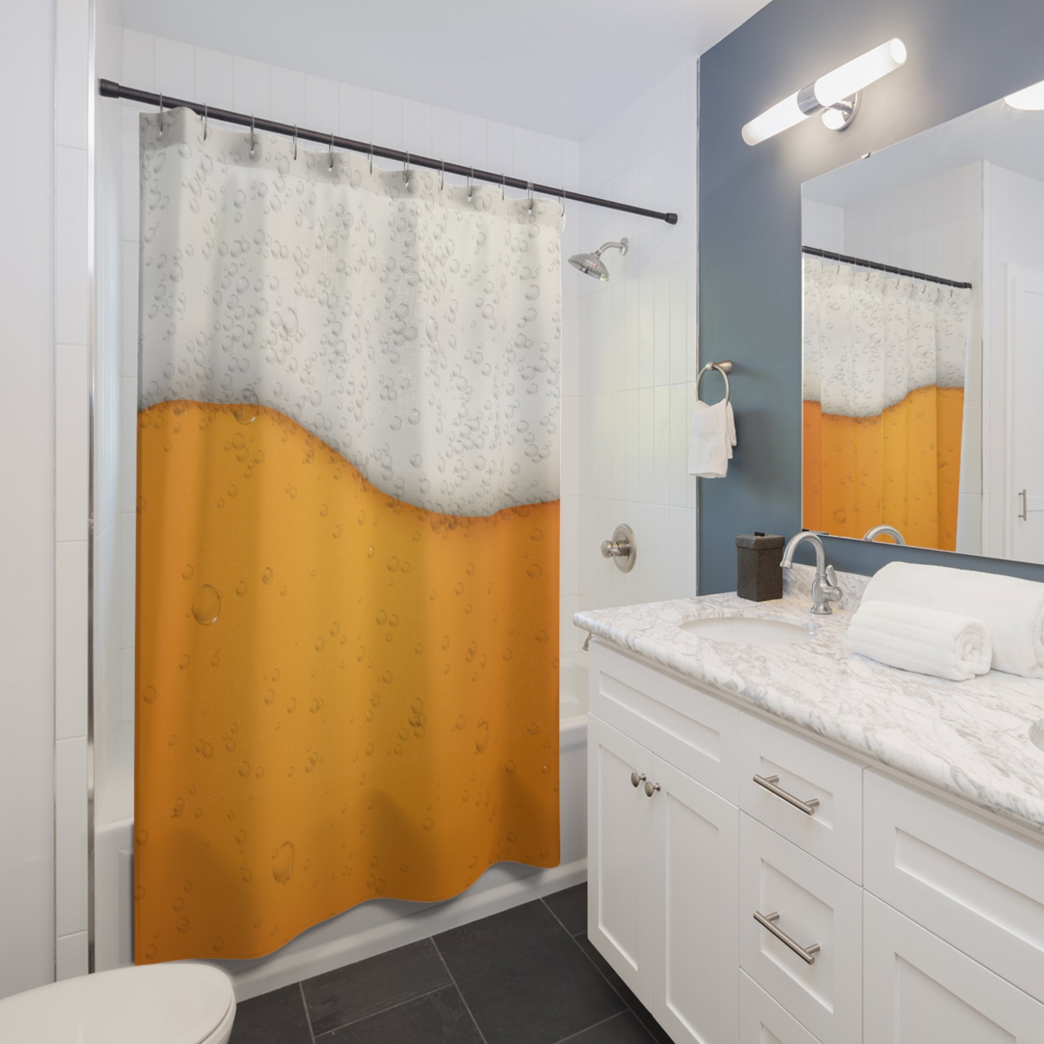 Some Beach Some Beer Shower Curtain, Fun Bathroom Decor, Novelty Gift for Beer Lovers, Unique Bathroom Accessory, Perfect for Parties