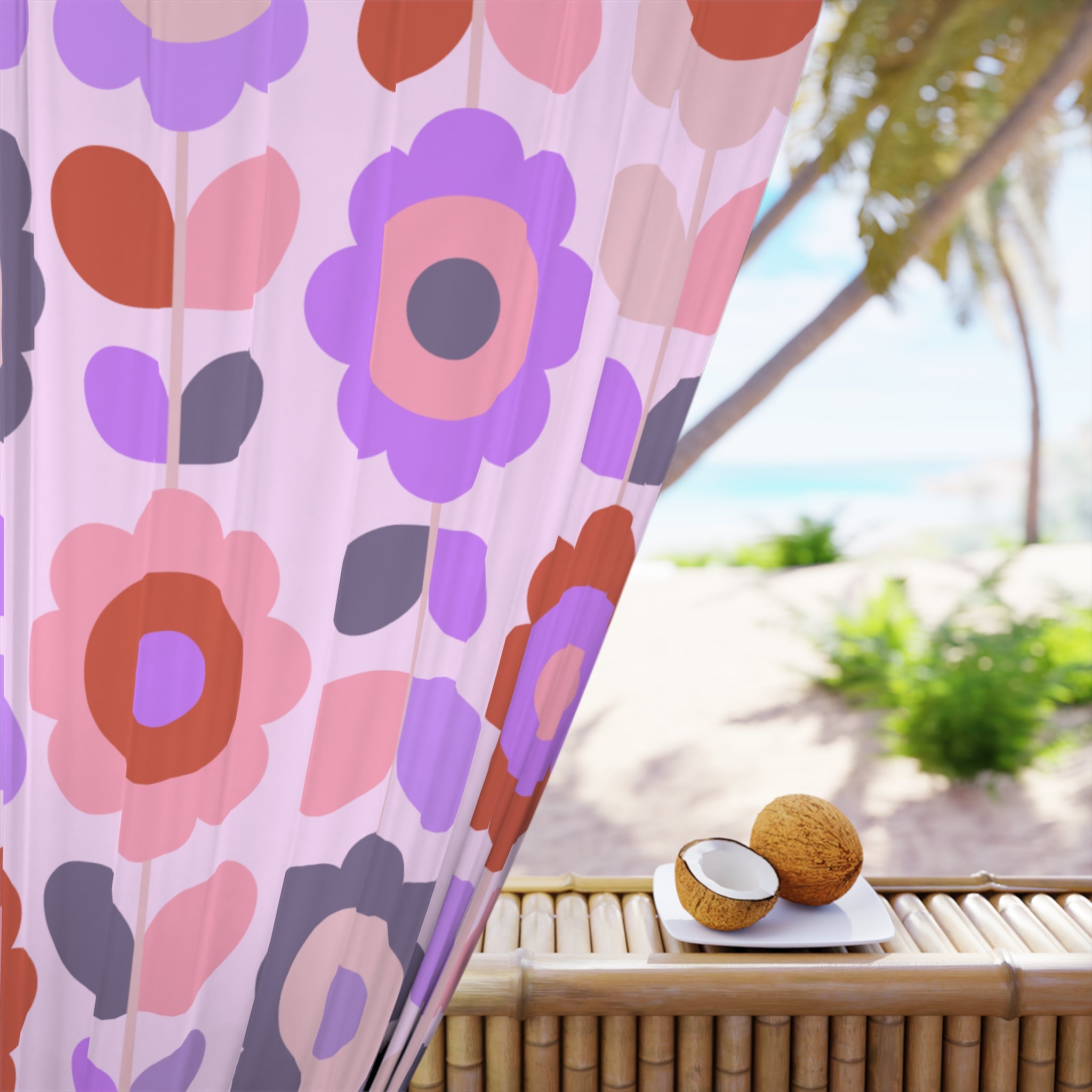 Crazy in Love Purple Floral Pattern Blackout Window Curtain