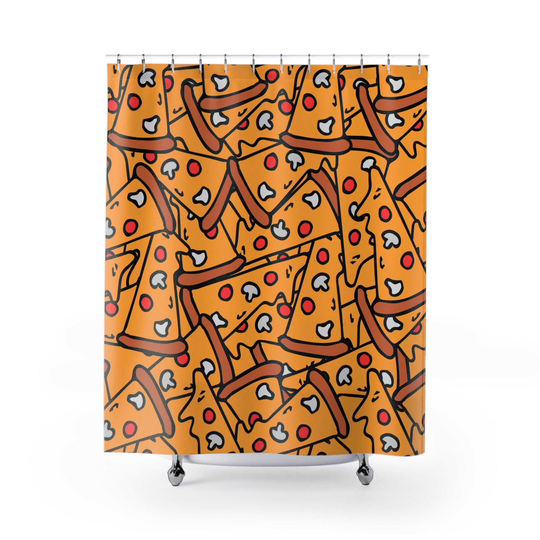 Pizza Slice Shower Curtain, Fun Bathroom Decor, Unique Gift for Foodies, Kitchen Theme, Vibrant Home Style