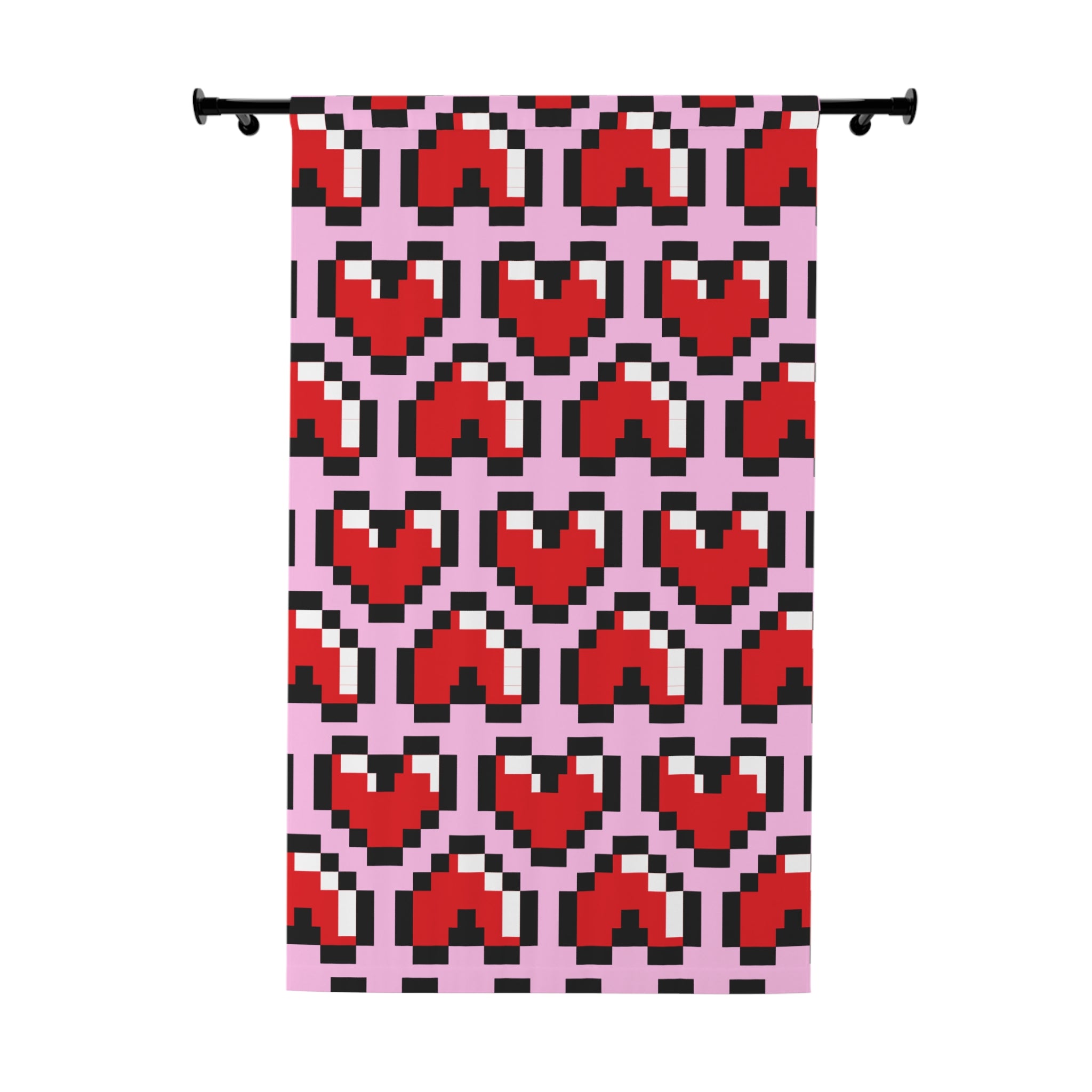 Pixel Gamer Heart Pattern Blackout Window Curtain
