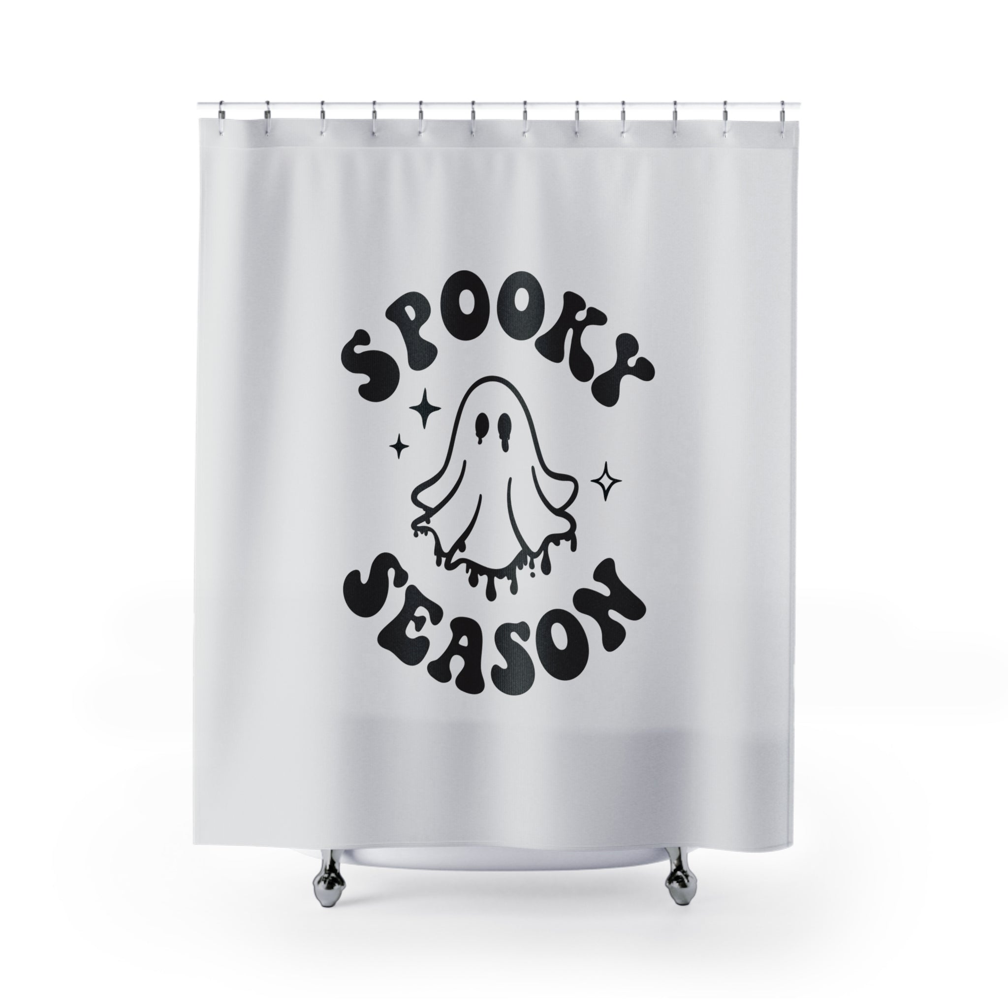 Spooky Season Shower Curtain, Halloween Decor, Ghost Theme Bathroom Accessory, Holiday Gift, Fun Home Decor, Seasonal Bathroom
