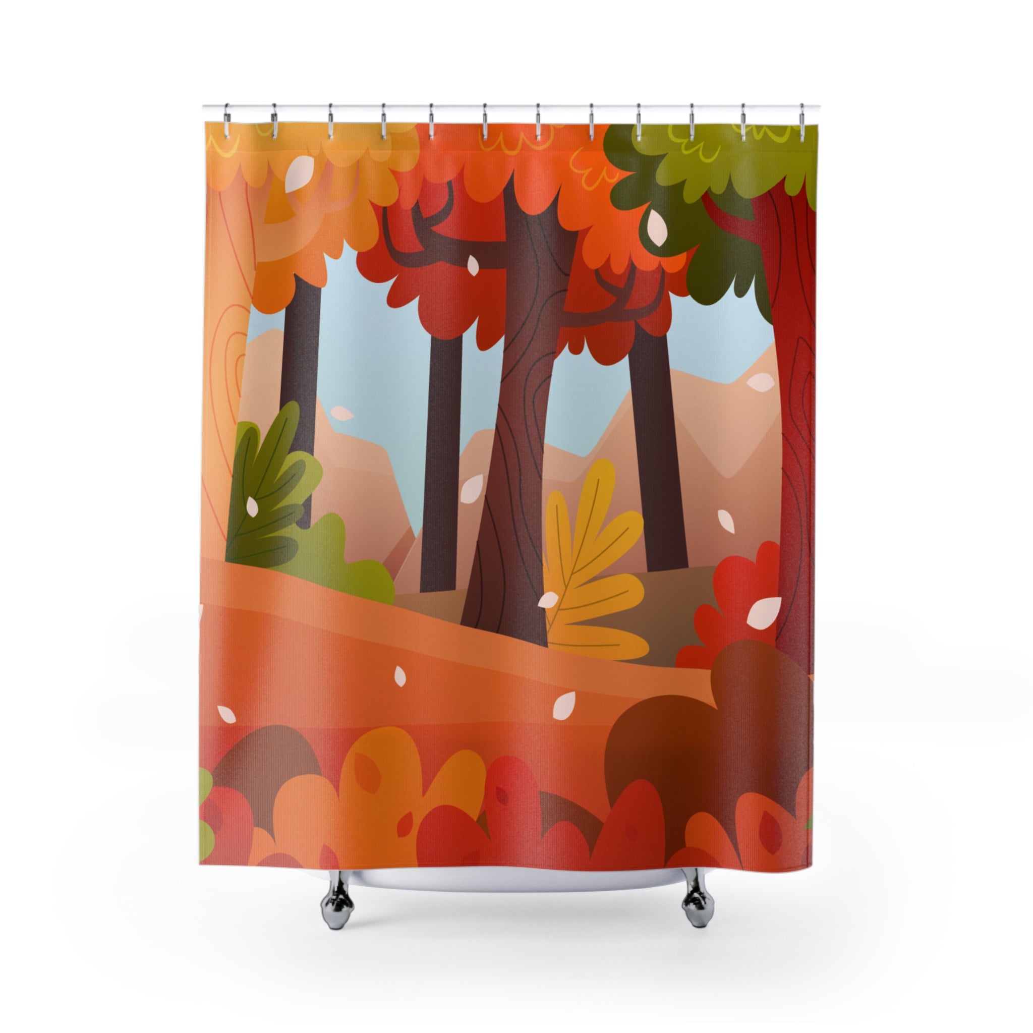 Autumn Forest Shower Curtain, Cozy Bathroom Decor, Nature Lover Gift, Fall Home Accent, Seasonal Celebration
