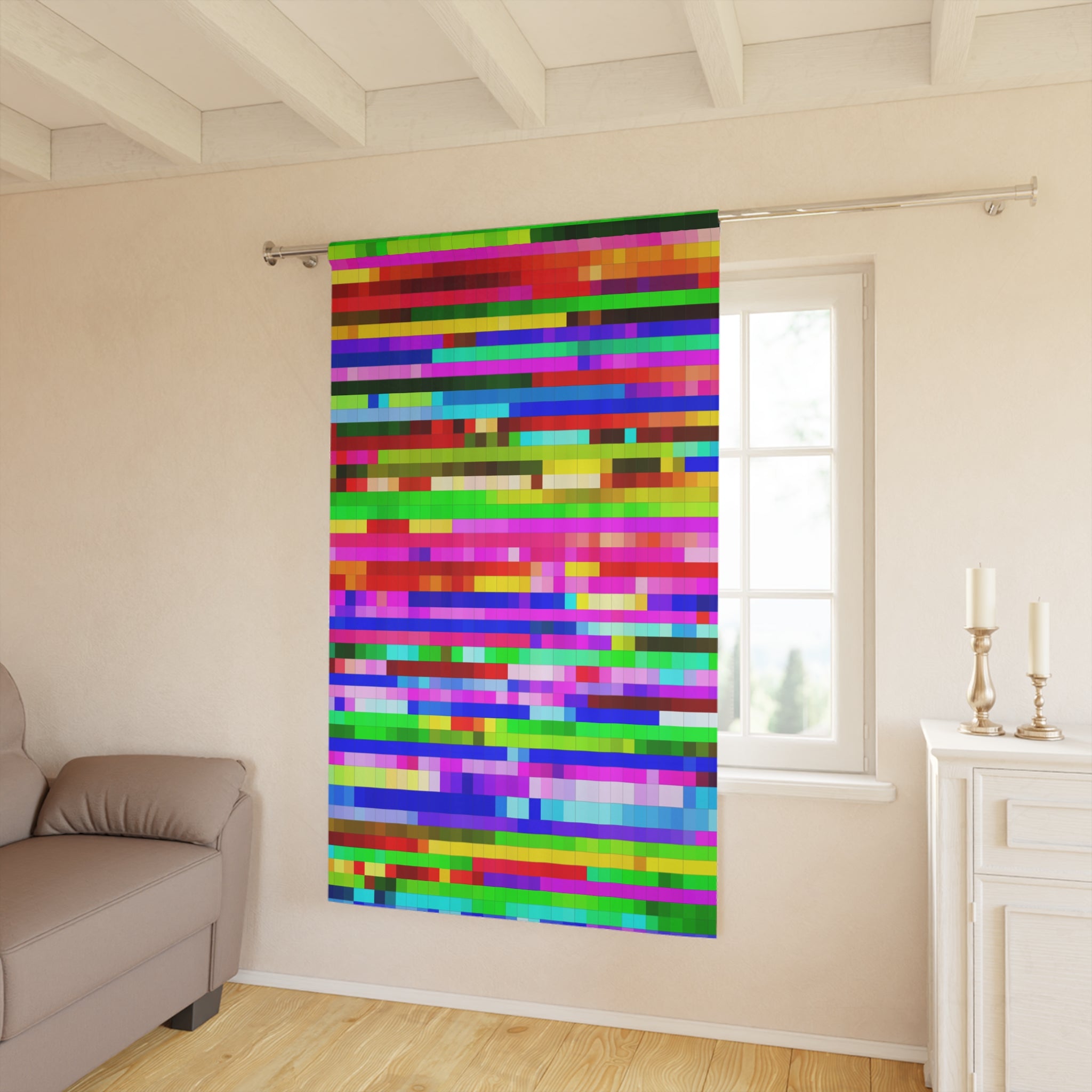 Vintage Television Pixels Blackout Window Curtain