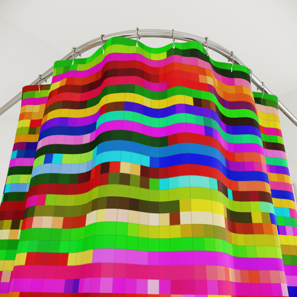 Vintage Television Pixels Shower Curtain