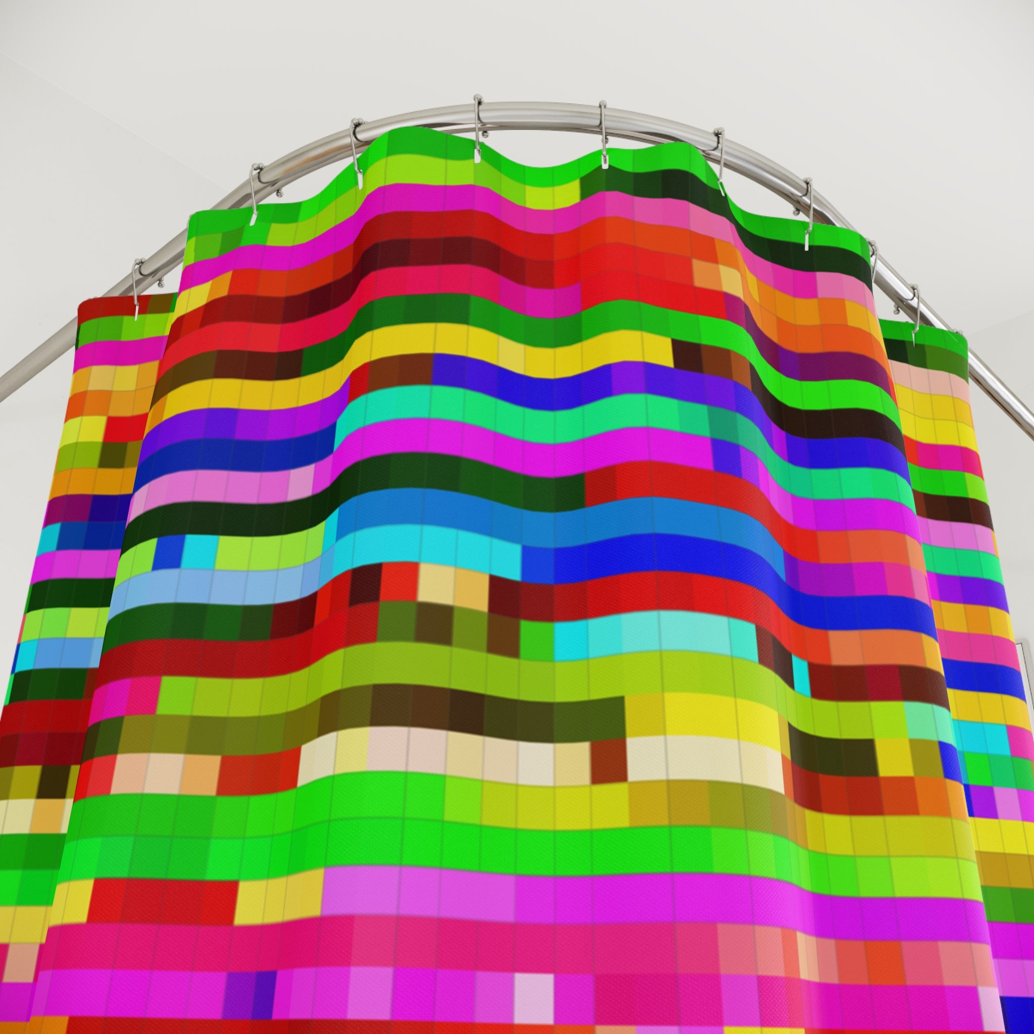 Vintage Television Pixels Shower Curtain