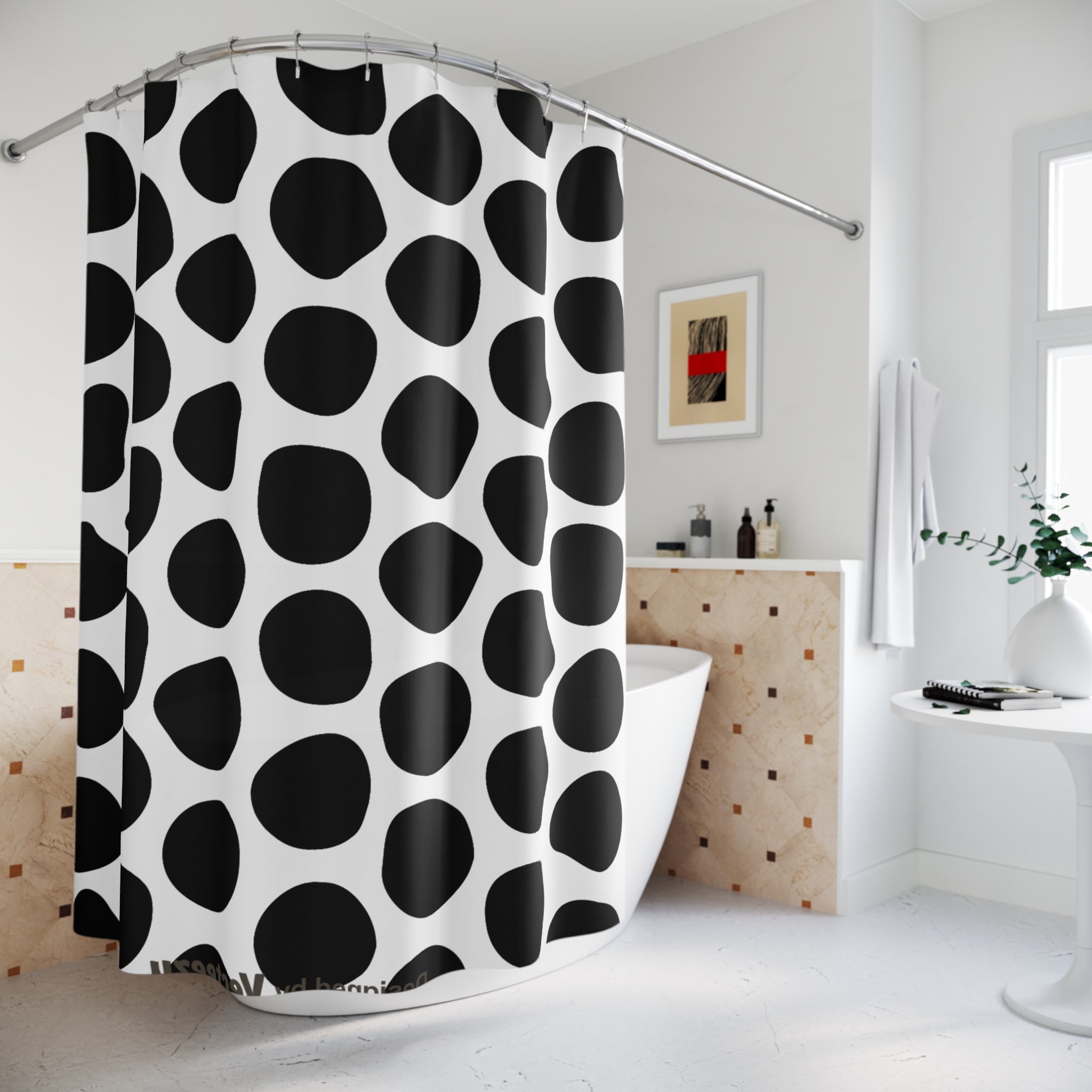 Black and White Bookoo Dots Shower Curtain
