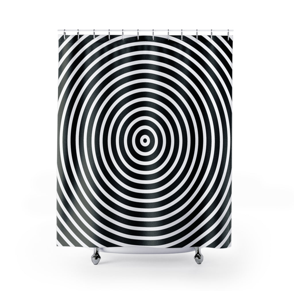 Modern Mega Spiral Geometric Shower Curtain, Minimalist Bathroom Decor, Black and White Stripes, Unique Gift Idea, Trendy Home Accessory