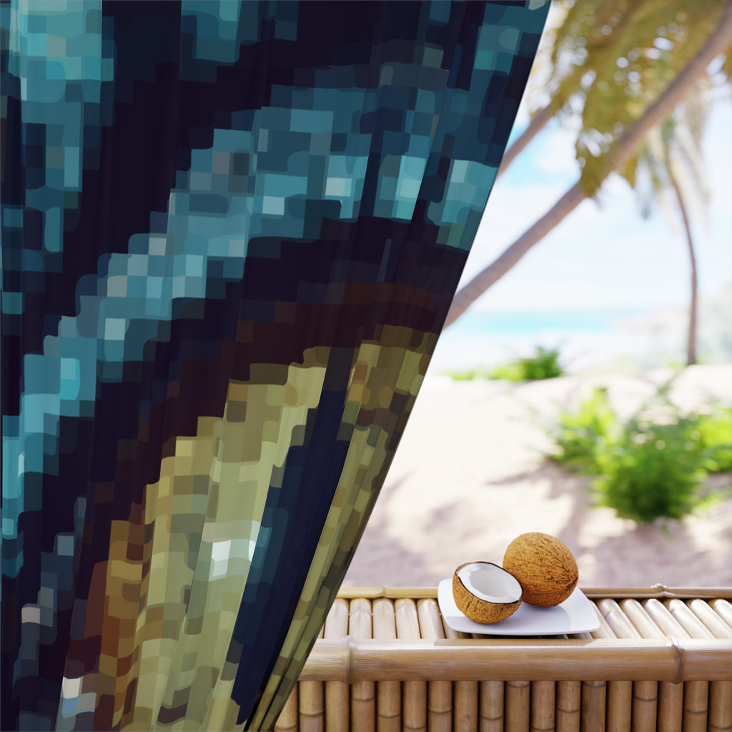 Pixelated Dragon Big Giant Eye Blackout Window Curtain