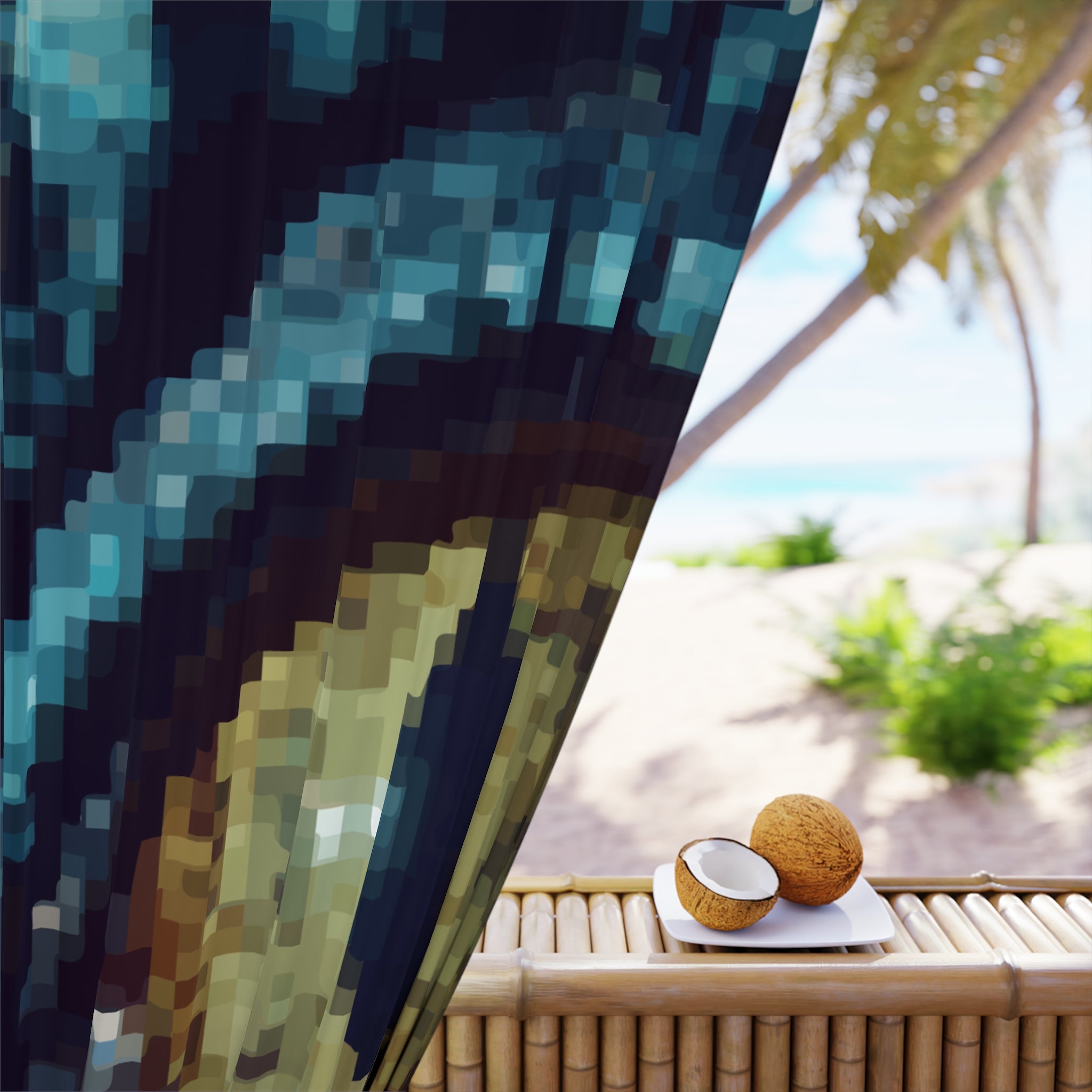 Pixelated Dragon Big Giant Eye Blackout Window Curtain