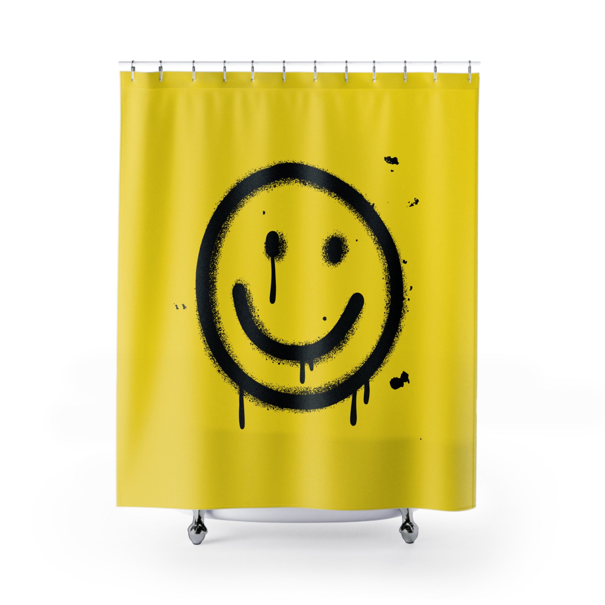 Cheerful Sappy Face Smile Yellow Shower Curtain, Bright Bathroom Decor, Funny Home Accessories, Vibrant Gift for Friends, Fun Bathroom Ideas