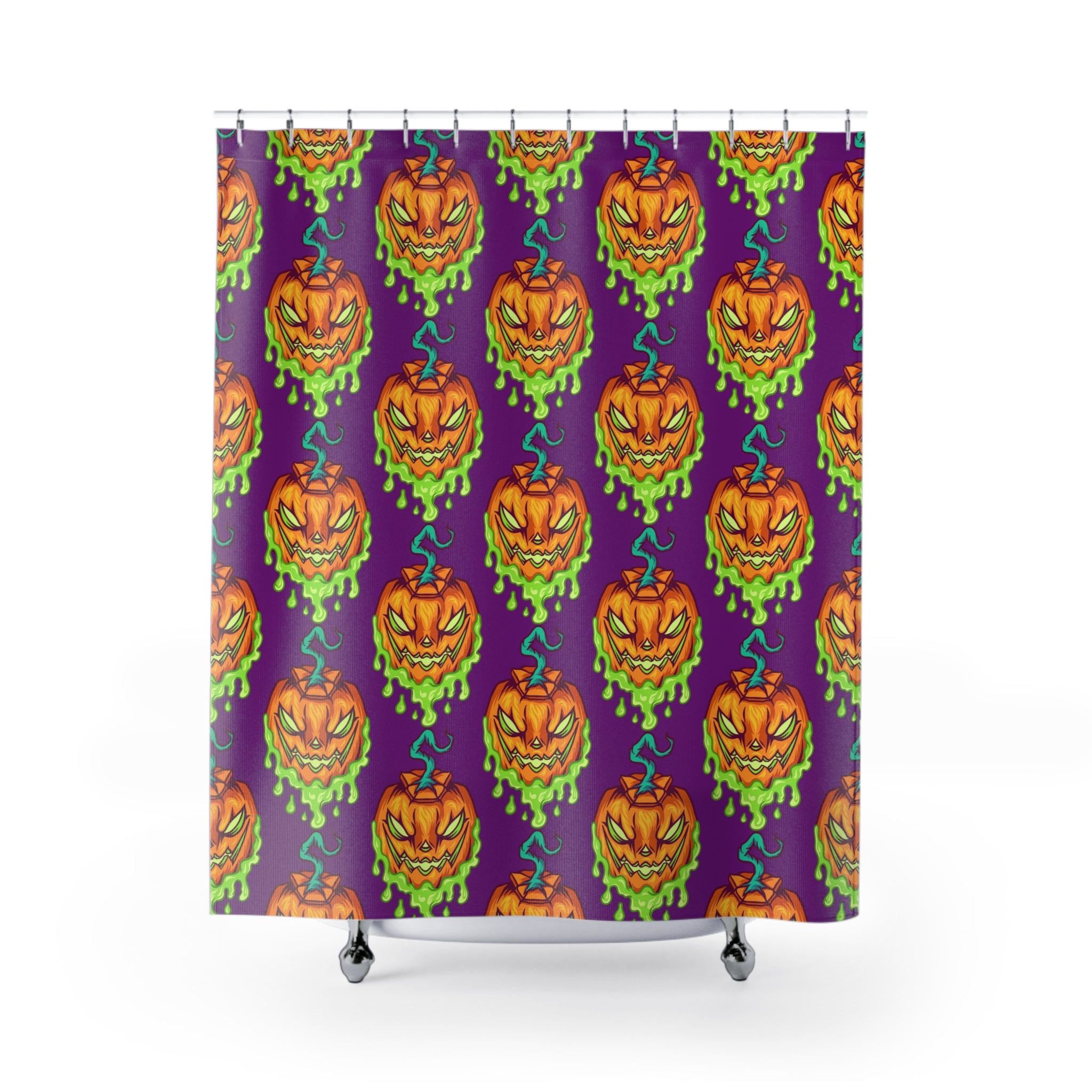 Spooky Pumpkin Shower Curtain, Halloween Decor, Bathroom Accessories, Holiday Gift, Fun Home Decor, Pumpkin Pattern
