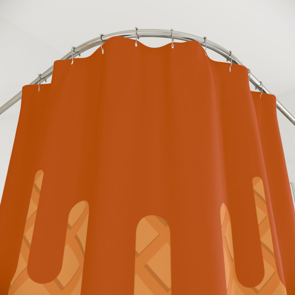 Modern Dripping Caramel Waffle Ice Cream Cone Shower Curtain, Unique Home Decor, Bathroom Accessories, Gift for Food Lovers, Kitchen Theme