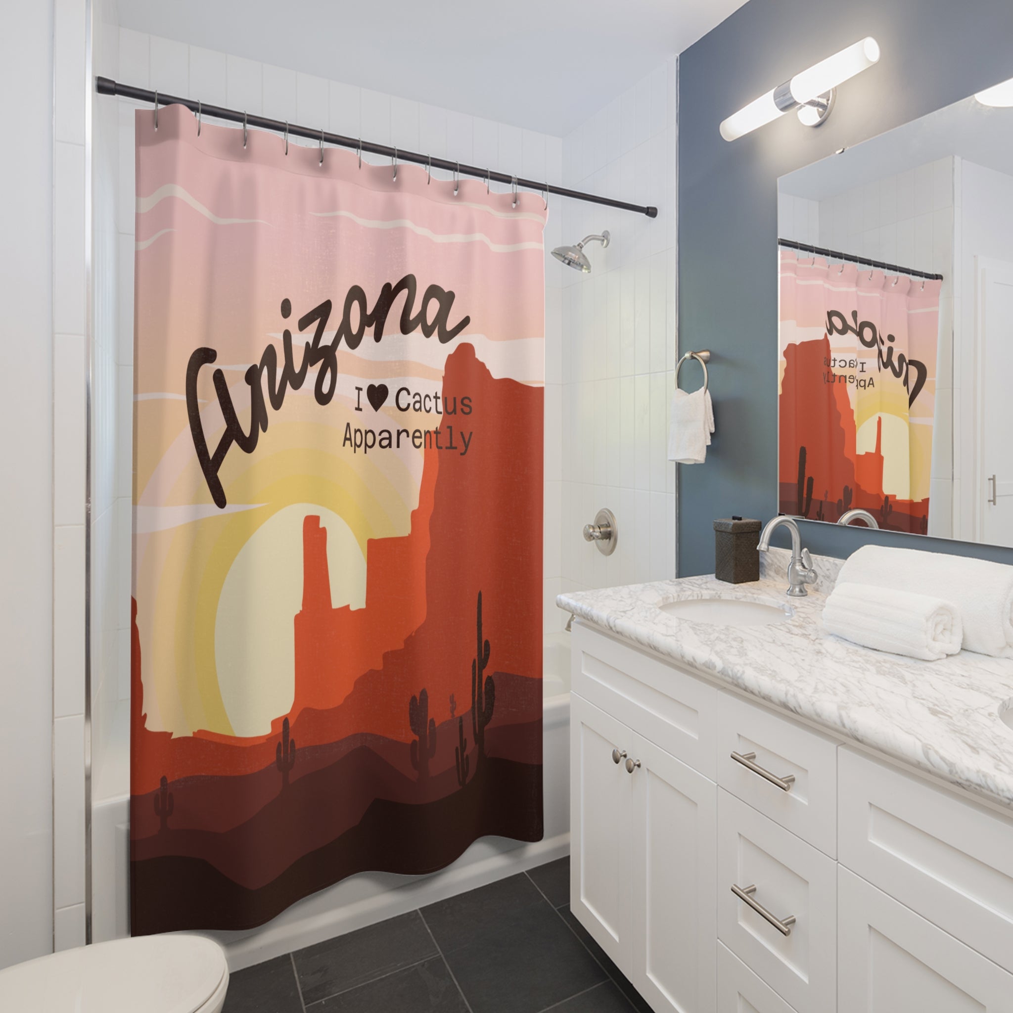 Arizona I Love Cactus Apparently Shower Curtain, Southwestern Decor, Bathroom Accessories, Gift for Nature Lovers, Home Decor